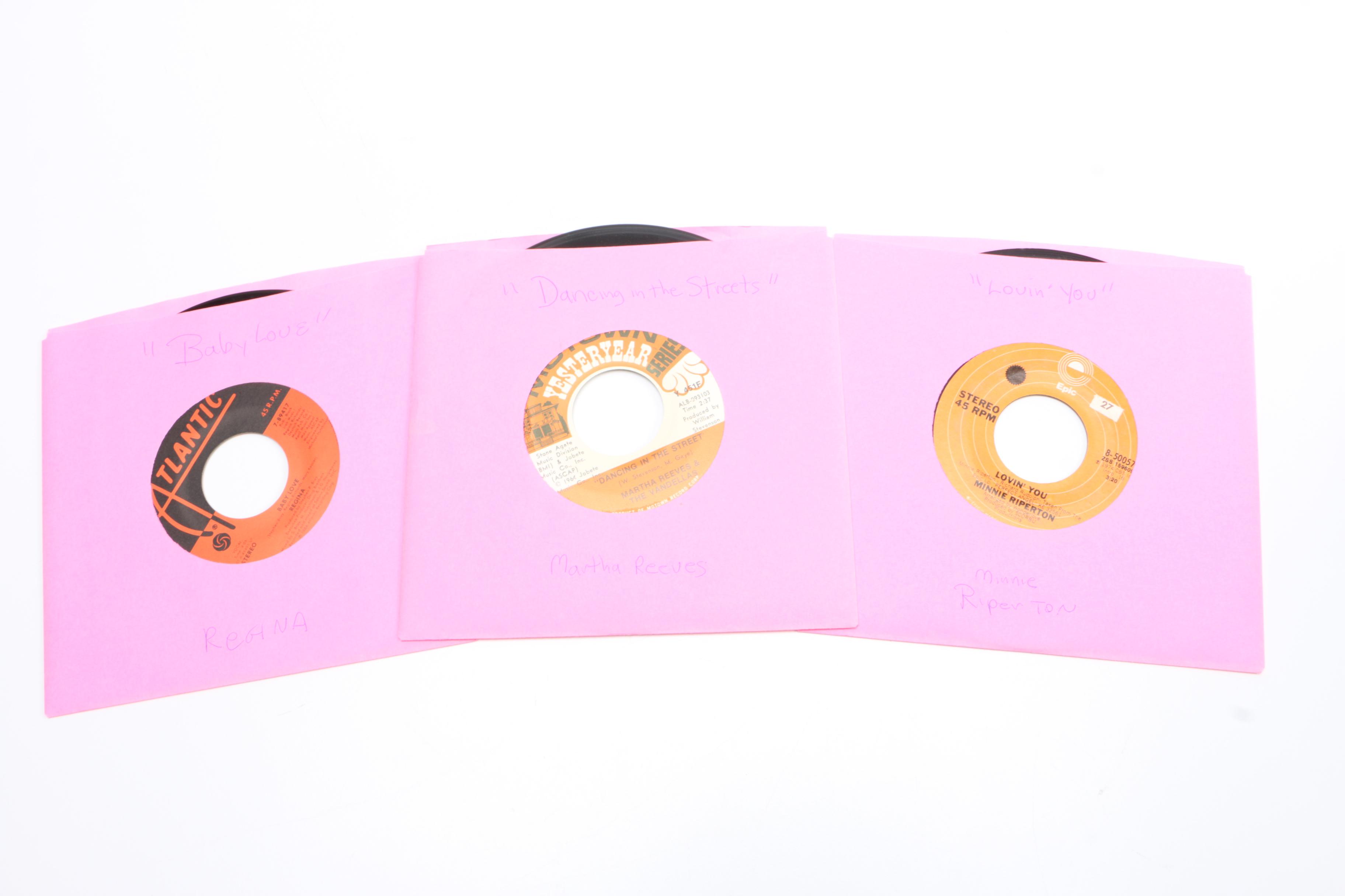 Collection of Motown and R&B Singles in Vintage Carrying Case