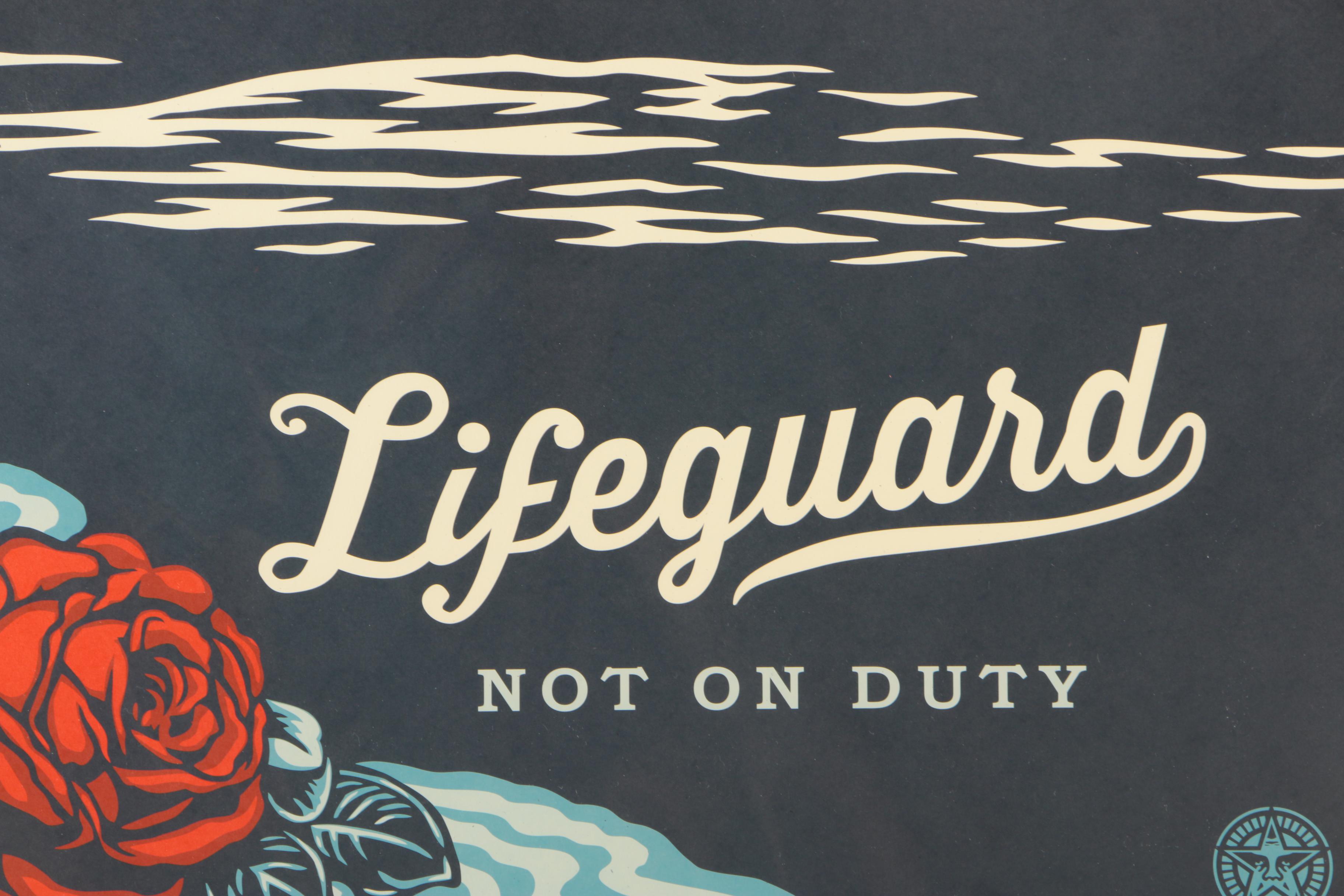 Shephard Fairey Lithograph On Paper "Lifeguard Not on Duty"