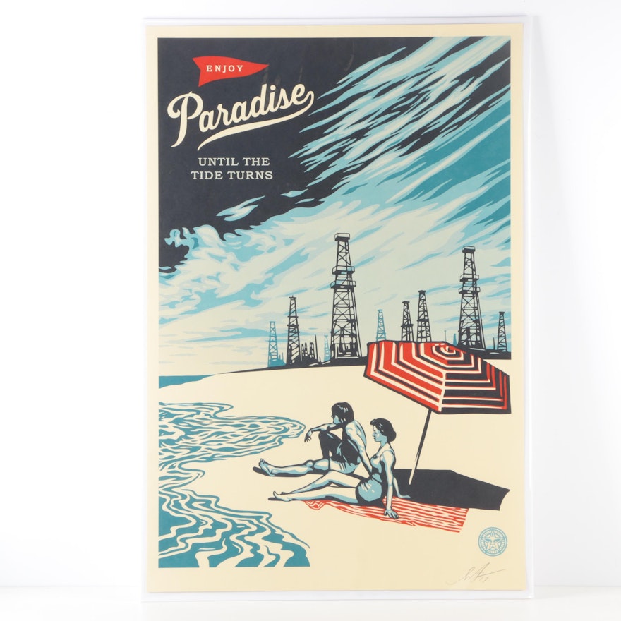 Shephard Fairey Lithograph on Paper "Paradise Turns"