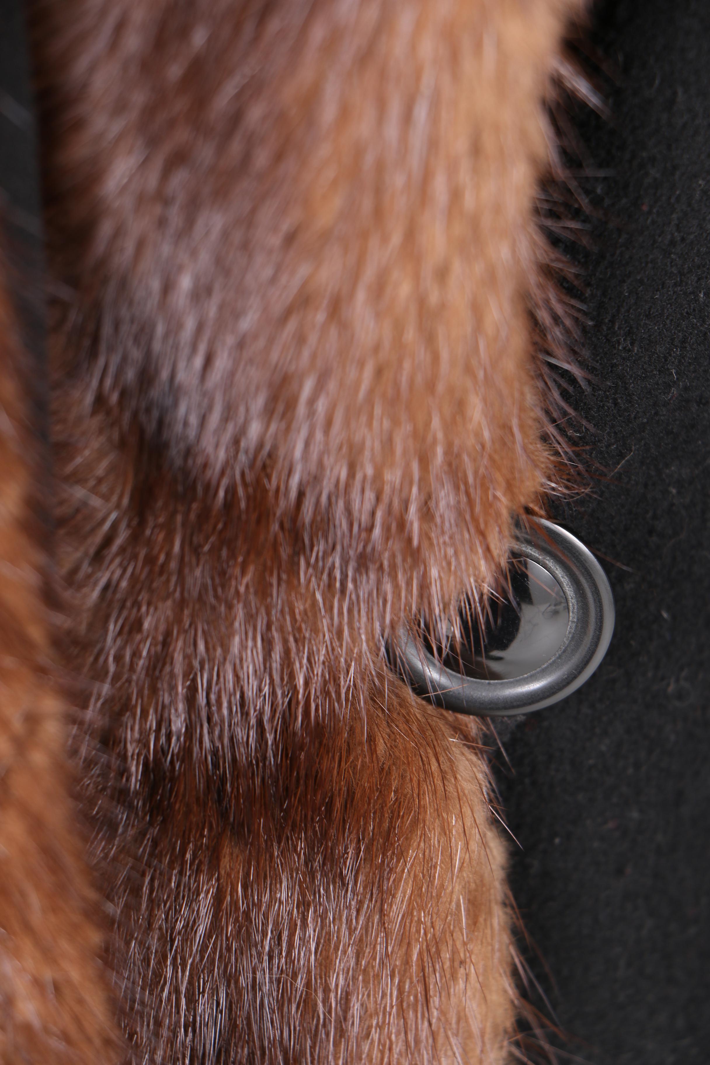 Marvin Richards Fleece Coat With Mink Collar and Cuffs