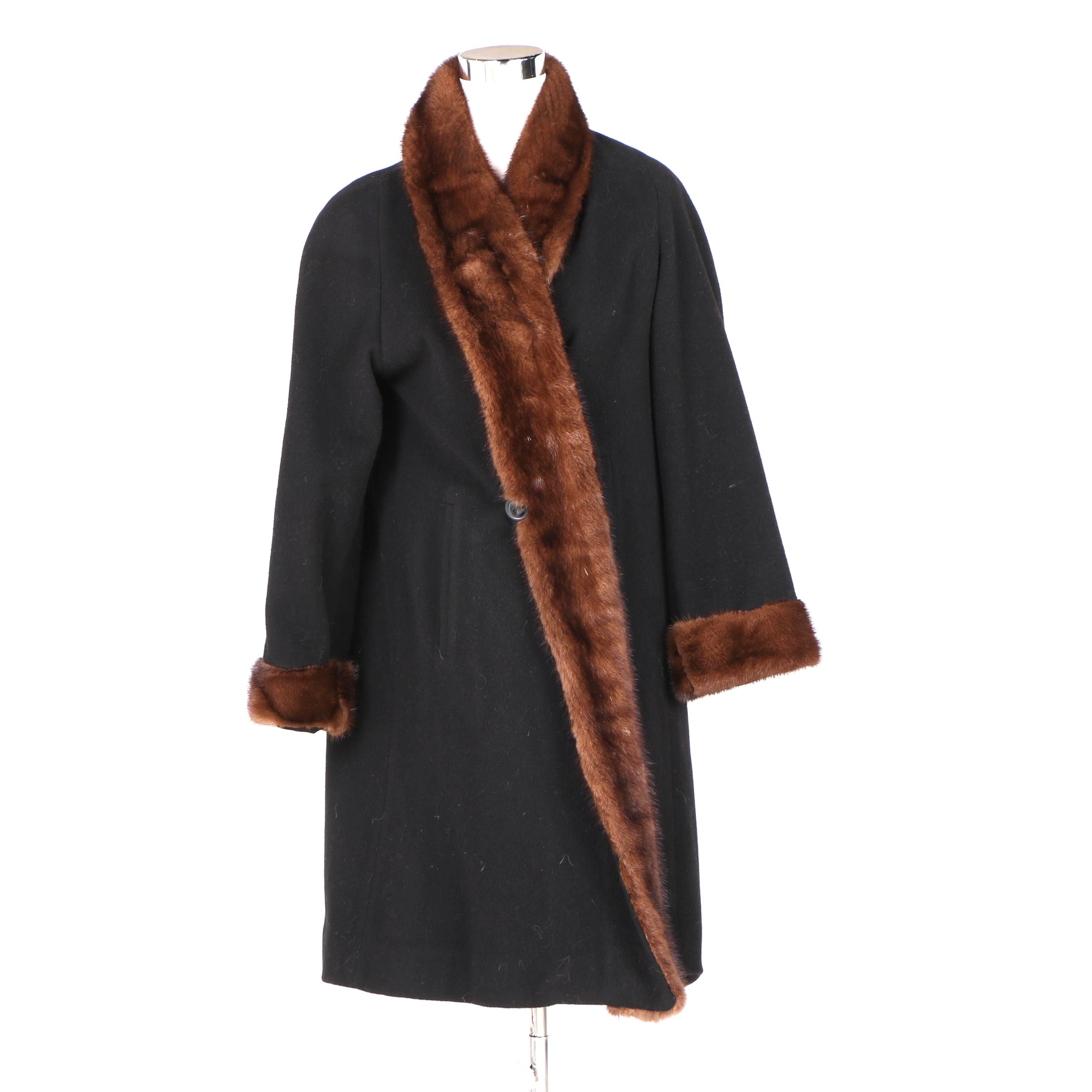 Marvin Richards Fleece Coat With Mink Collar and Cuffs