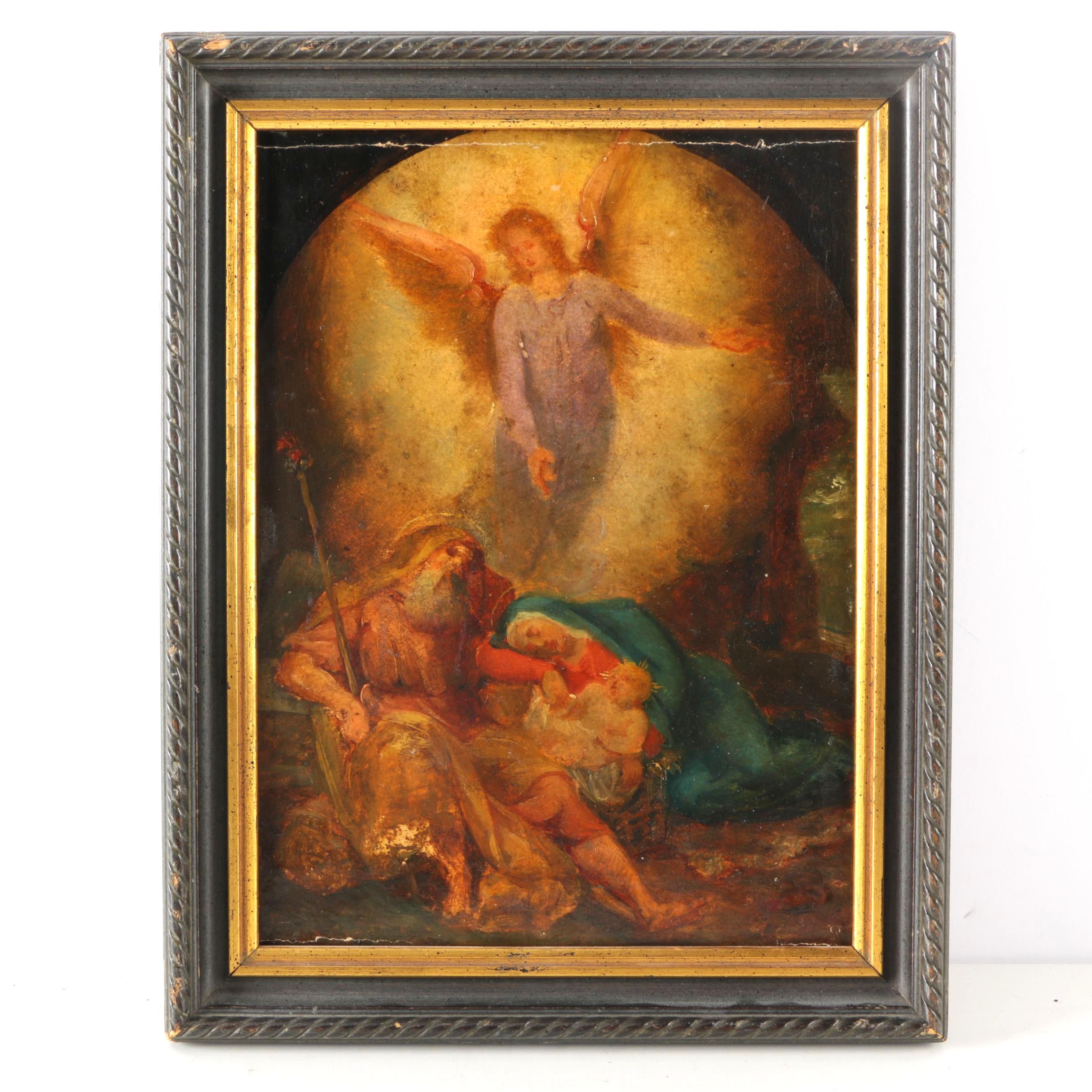 Oil Painting on Board of the Holy Family