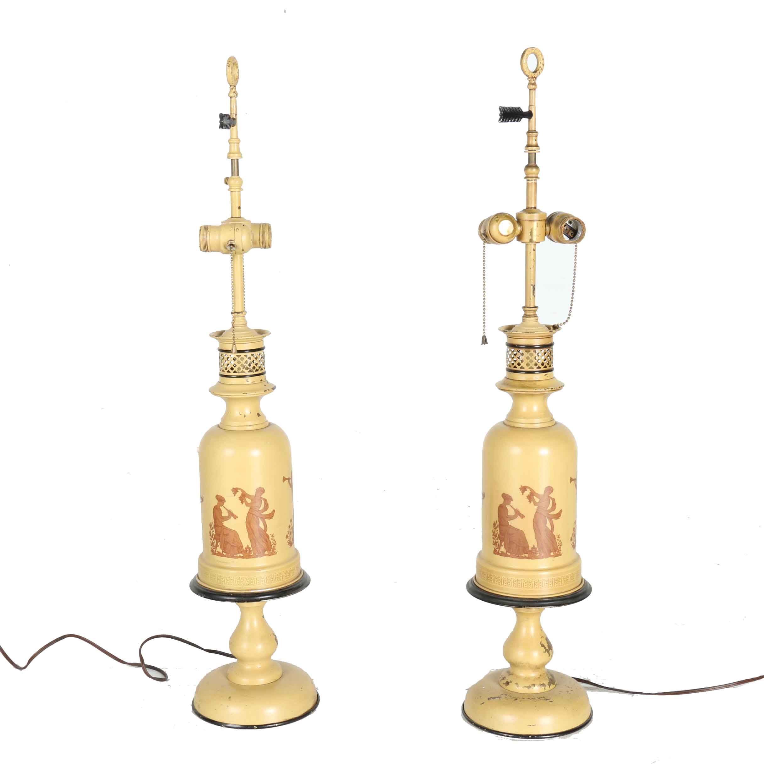 Painted Dual Socket Steel Table Lamps