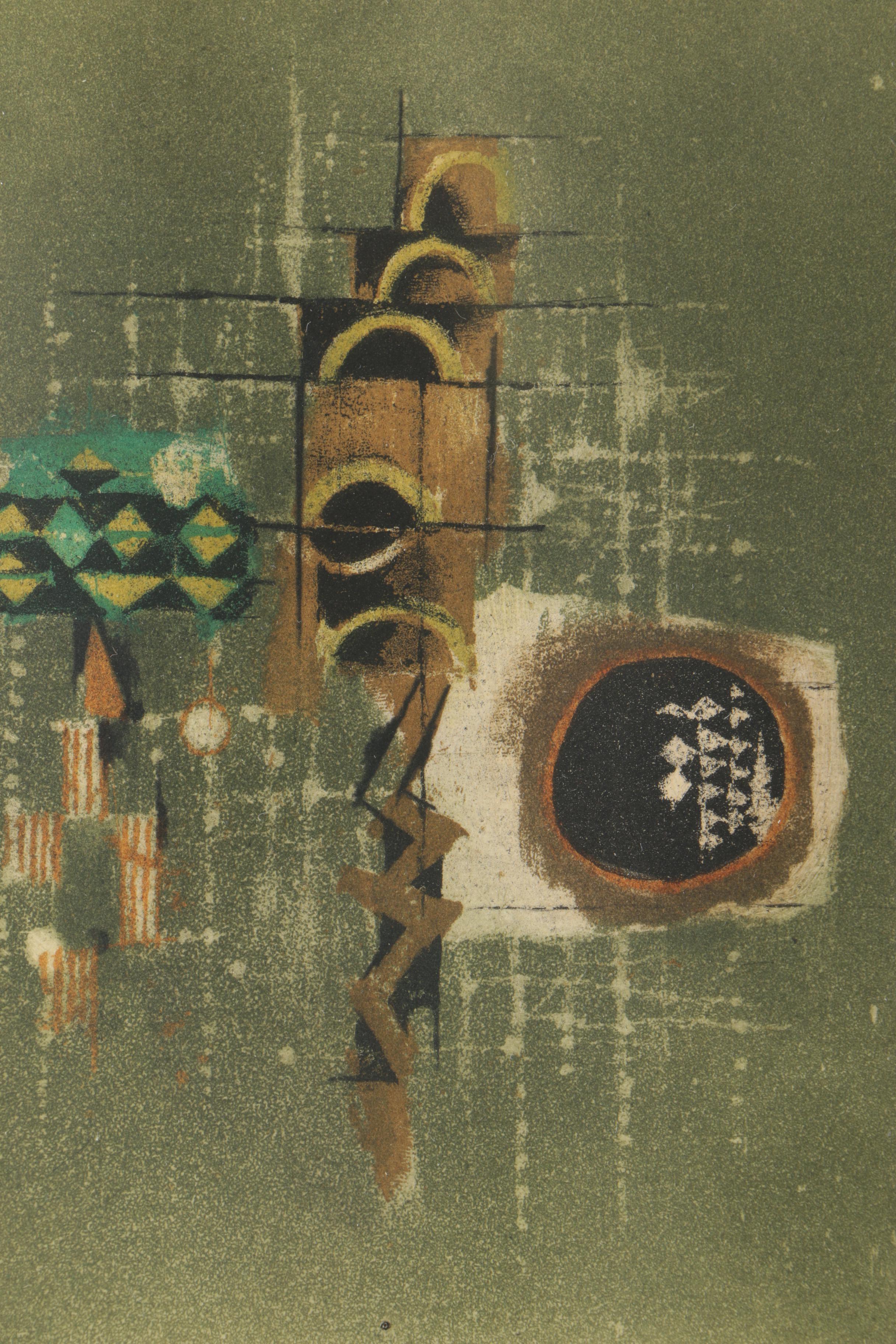 Johnny Friedlaender Limited Edition Aquatint Etching on Paper of Abstract Composition