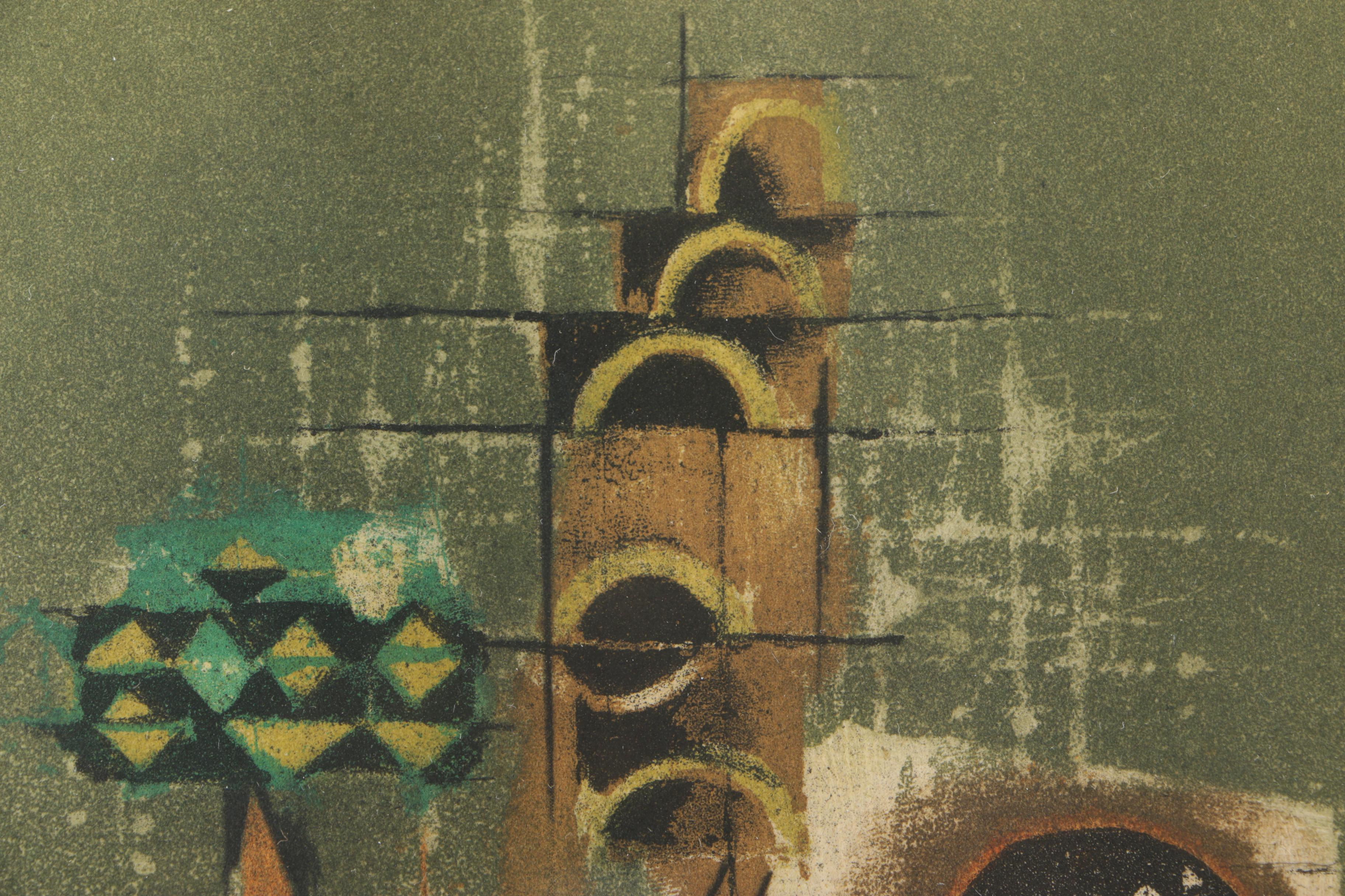 Johnny Friedlaender Limited Edition Aquatint Etching on Paper of Abstract Composition