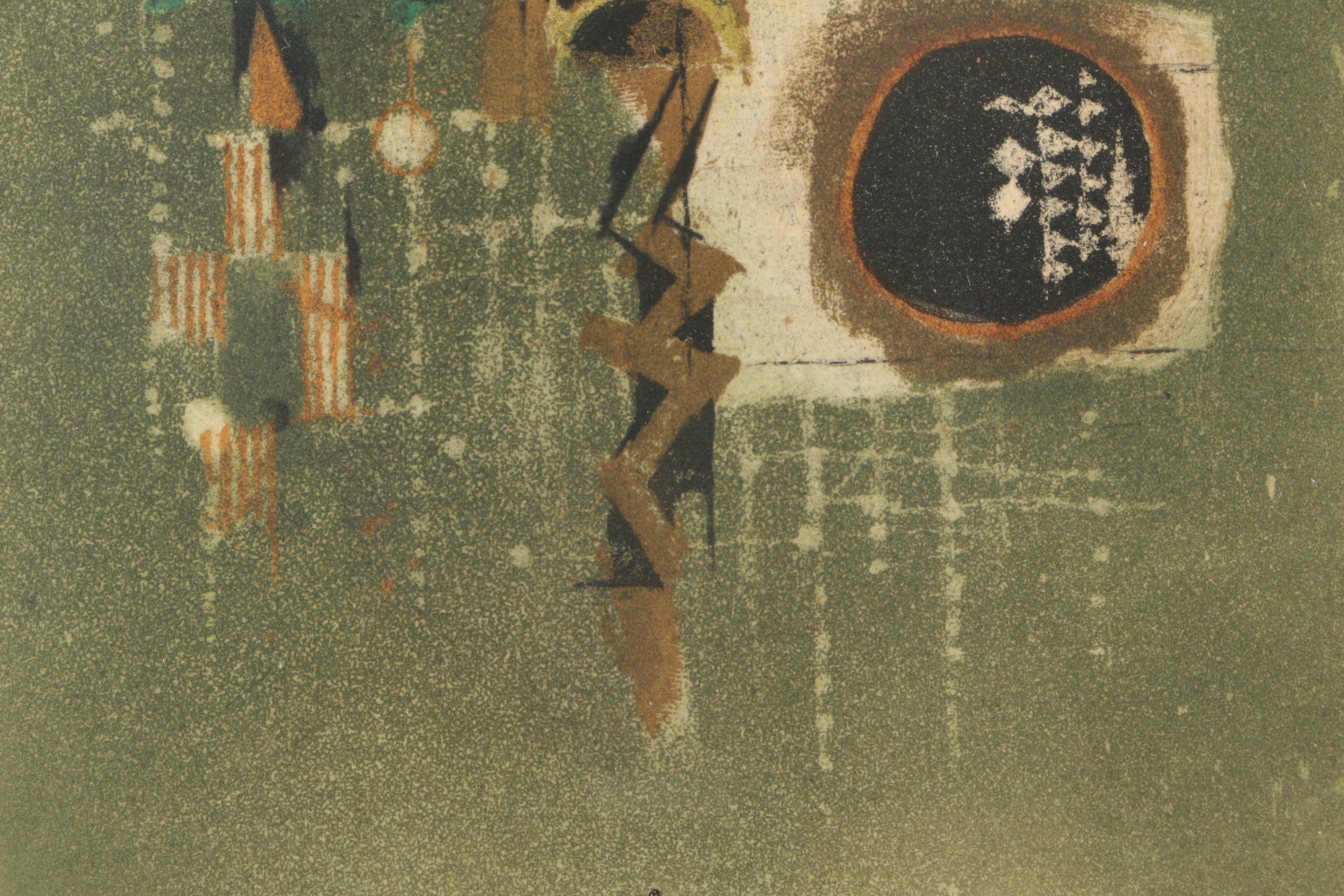 Johnny Friedlaender Limited Edition Aquatint Etching on Paper of Abstract Composition