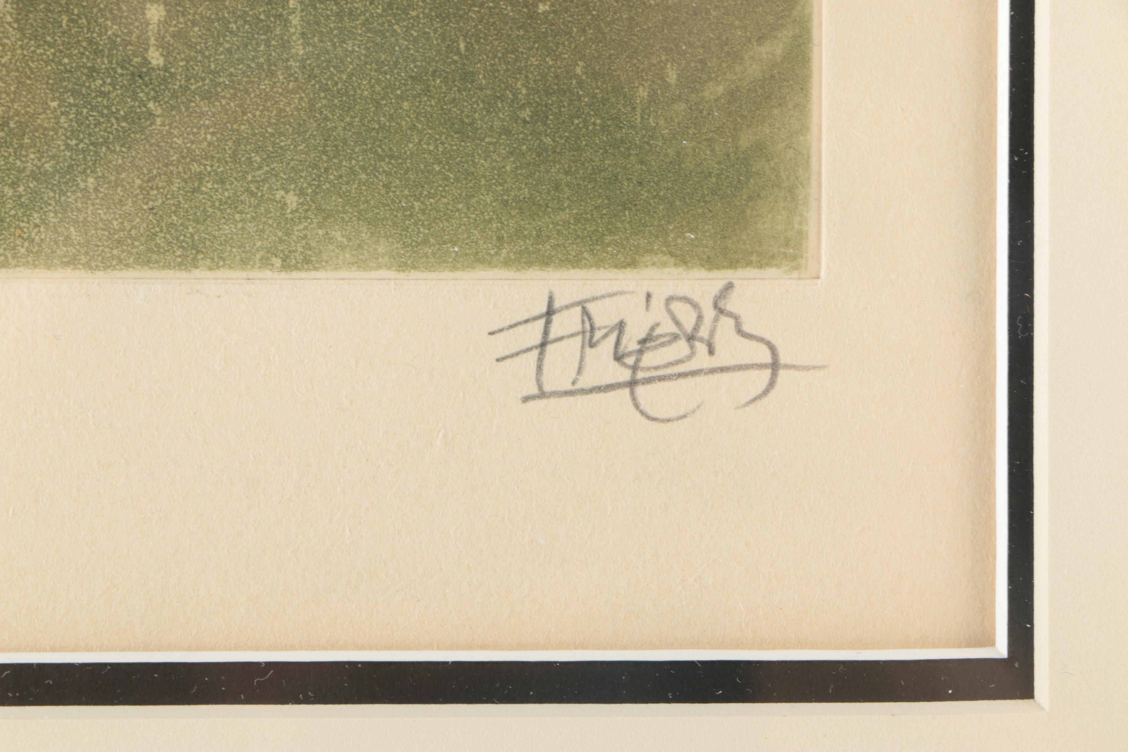 Johnny Friedlaender Limited Edition Aquatint Etching on Paper of Abstract Composition