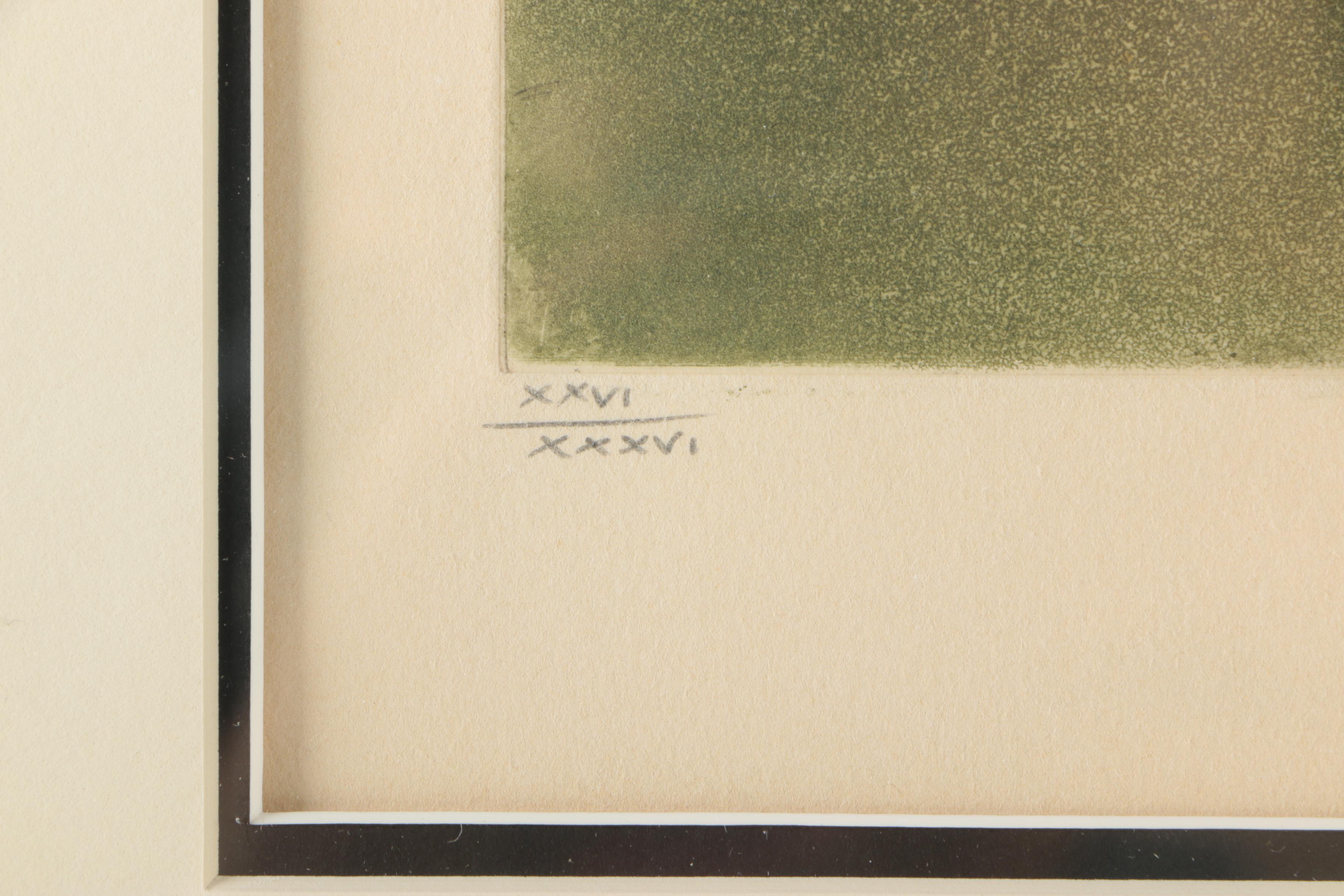 Johnny Friedlaender Limited Edition Aquatint Etching on Paper of Abstract Composition