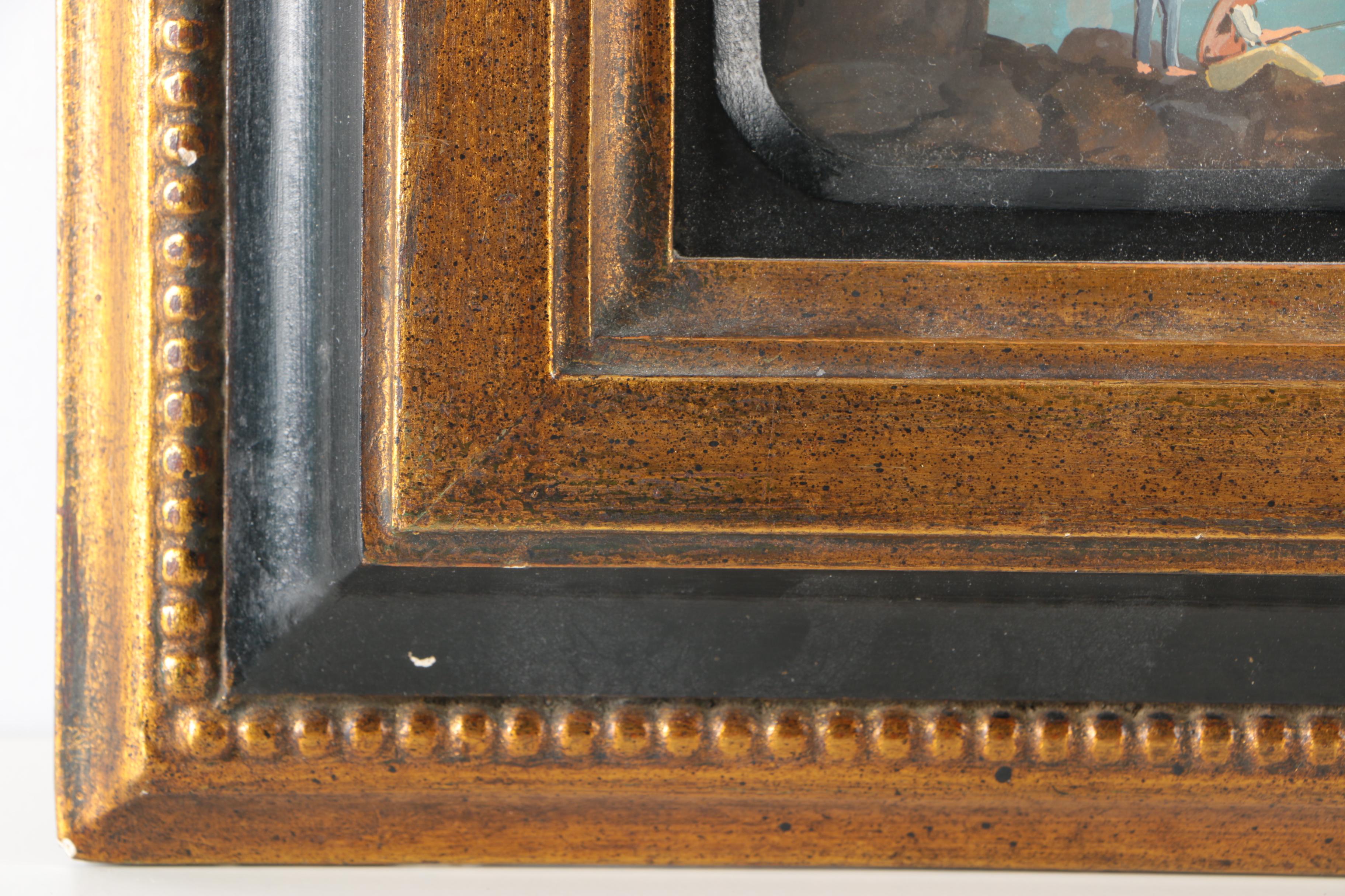 19th Century Grand Tour Gouache Waterfront Scenes of Mt. Vesuvius