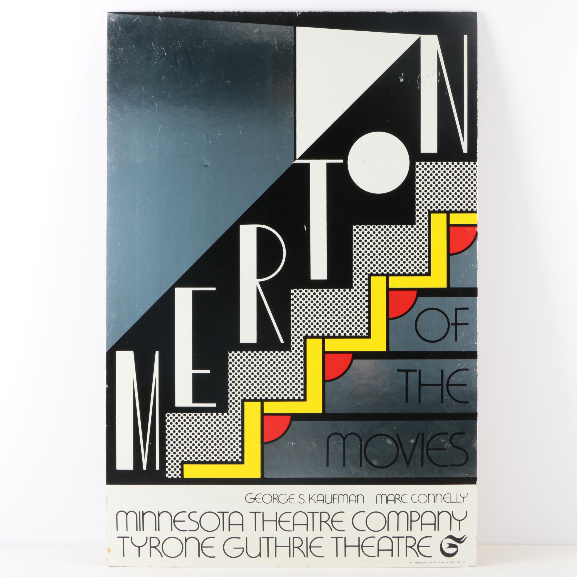 1968 Roy Lichtenstein Designed Screen Print on Foil  "Merton of the Movies"