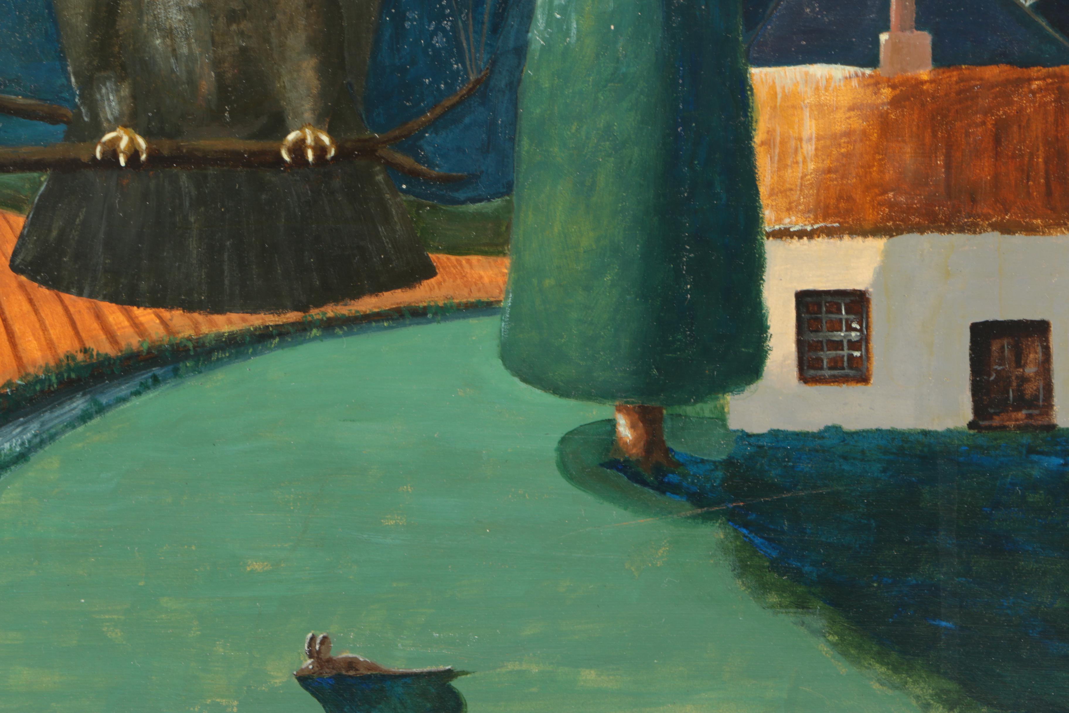 Oil Painting on Board of Surreal Landscape