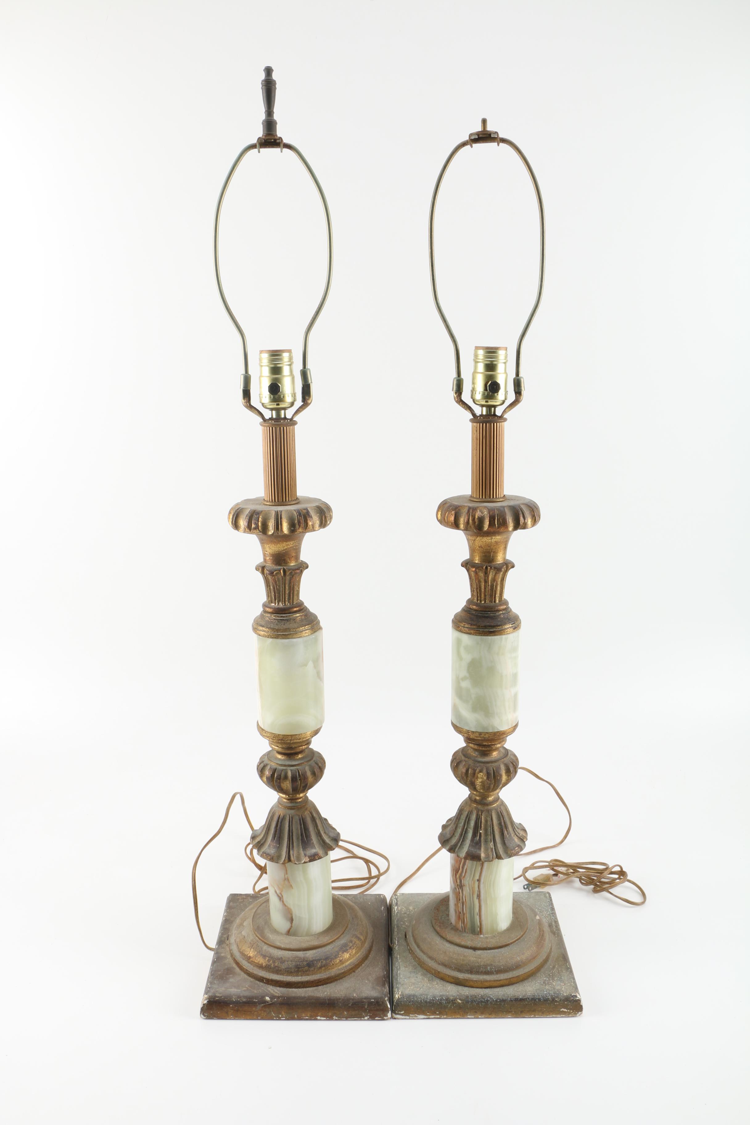 Italian Brass Tone Table Lamps