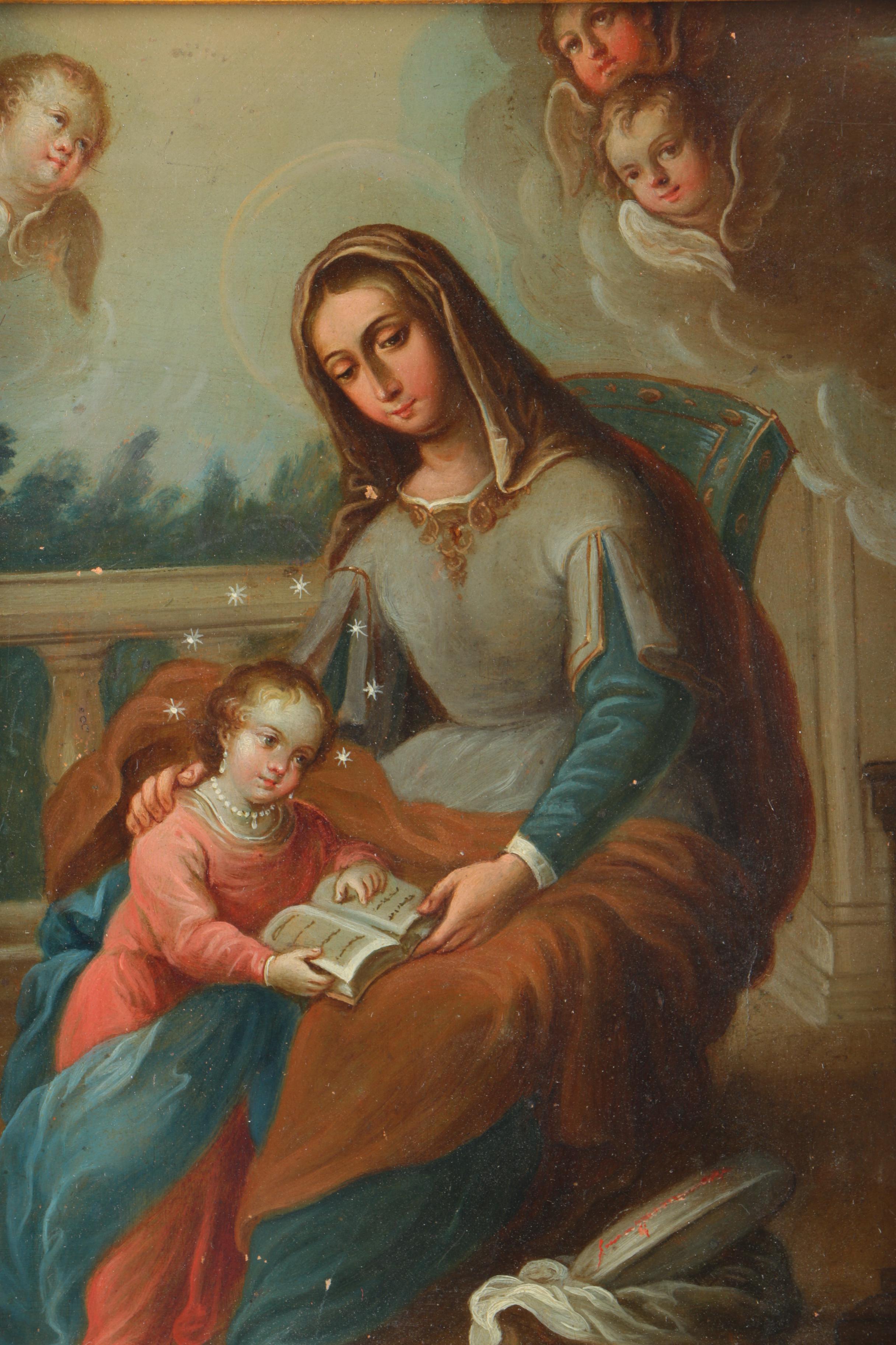 17th Century Oil Painting on Copper of the Madonna and Child