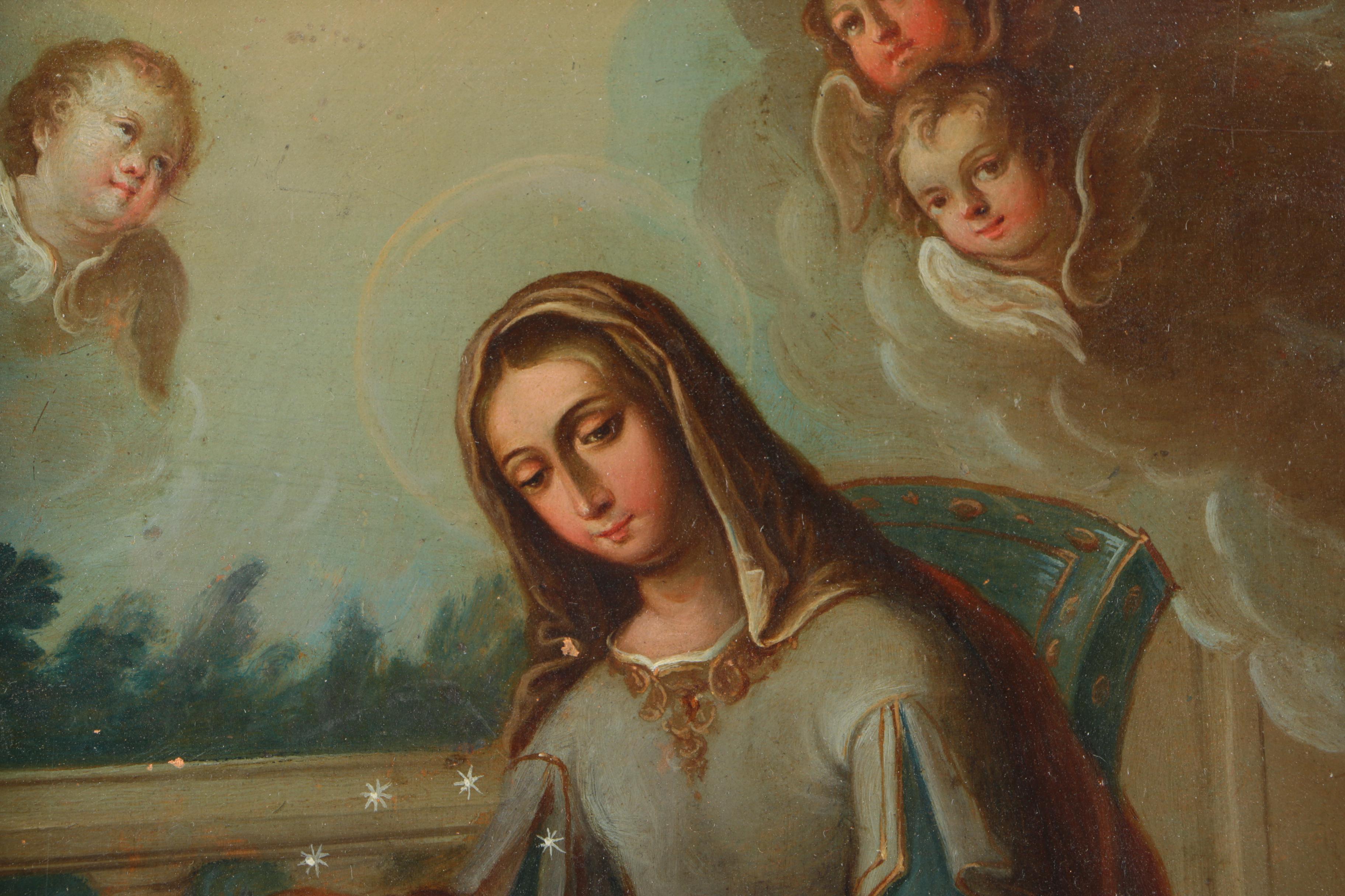 17th Century Oil Painting on Copper of the Madonna and Child