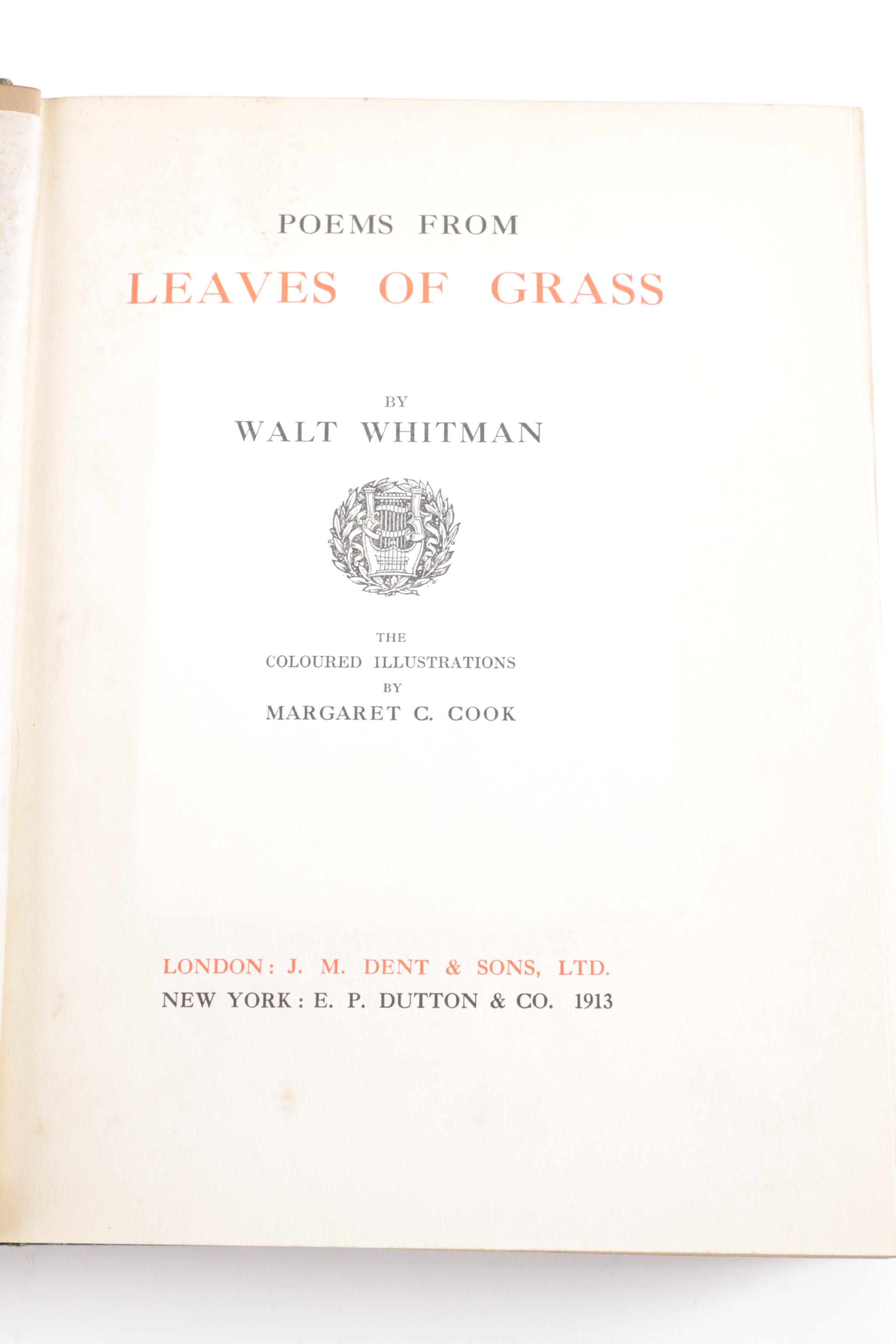 1913 Illustrated "Poems From Leaves of Grass" by Walt Whitman