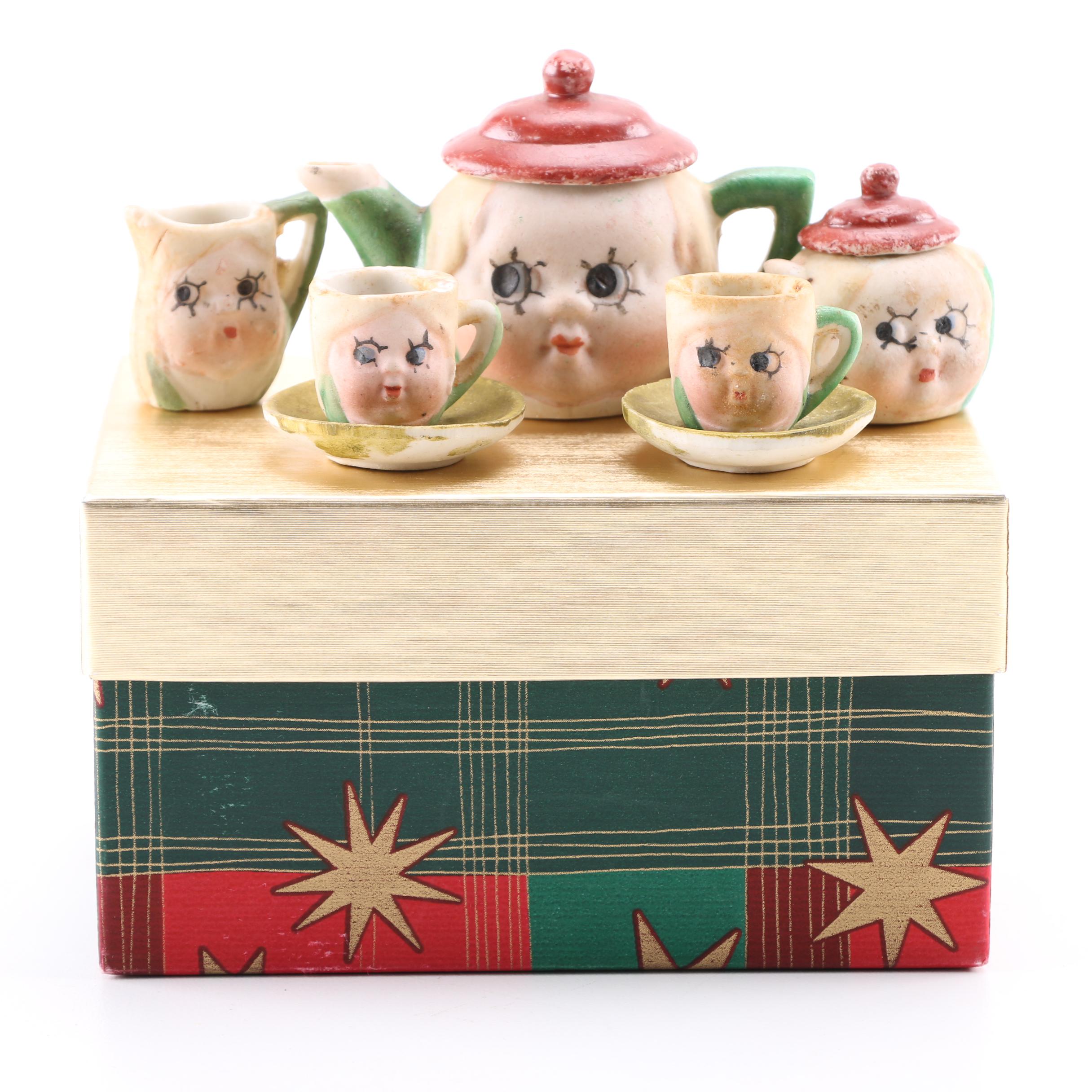 Hand Painted Ceramic Figural Tea Set
