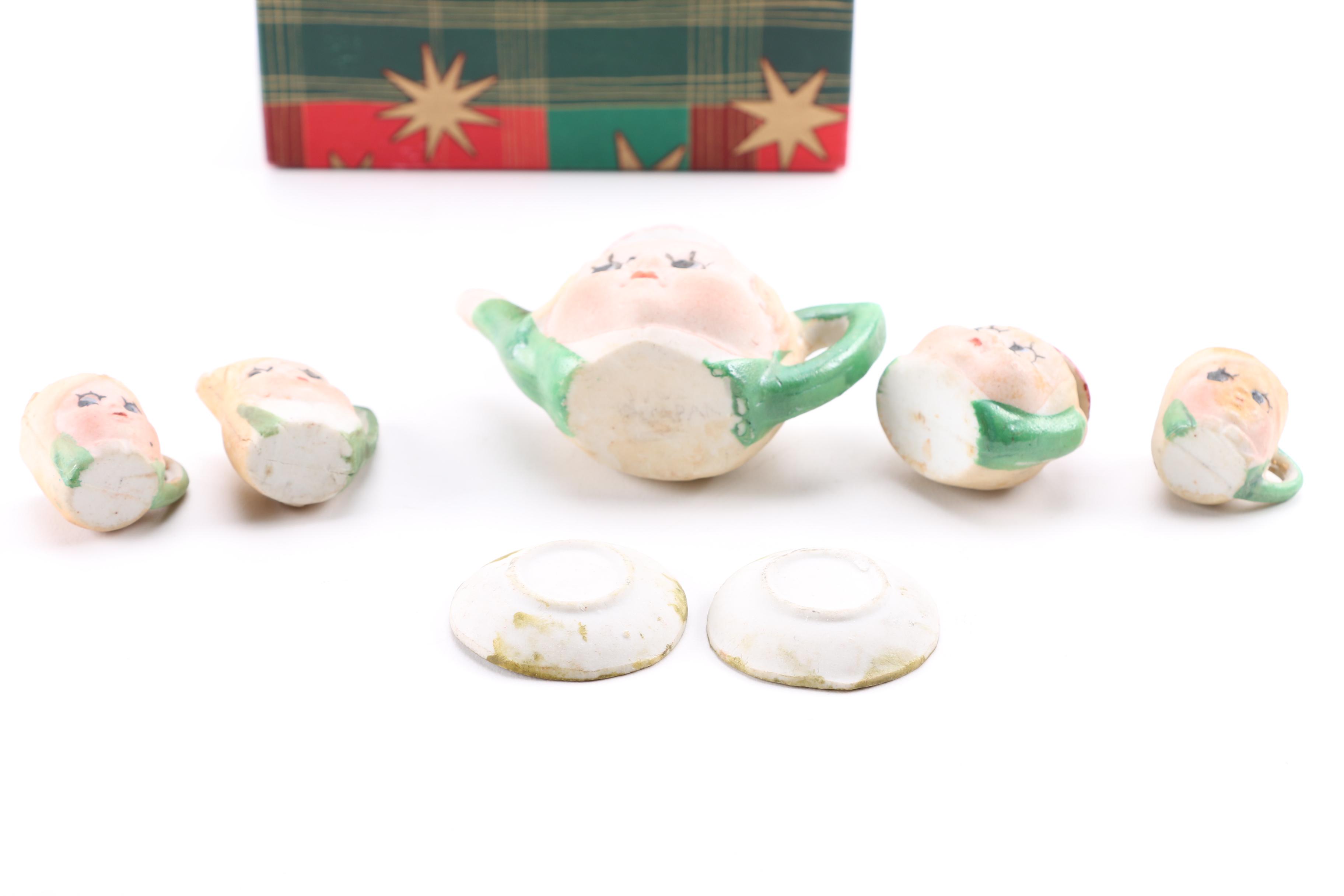 Hand Painted Ceramic Figural Tea Set