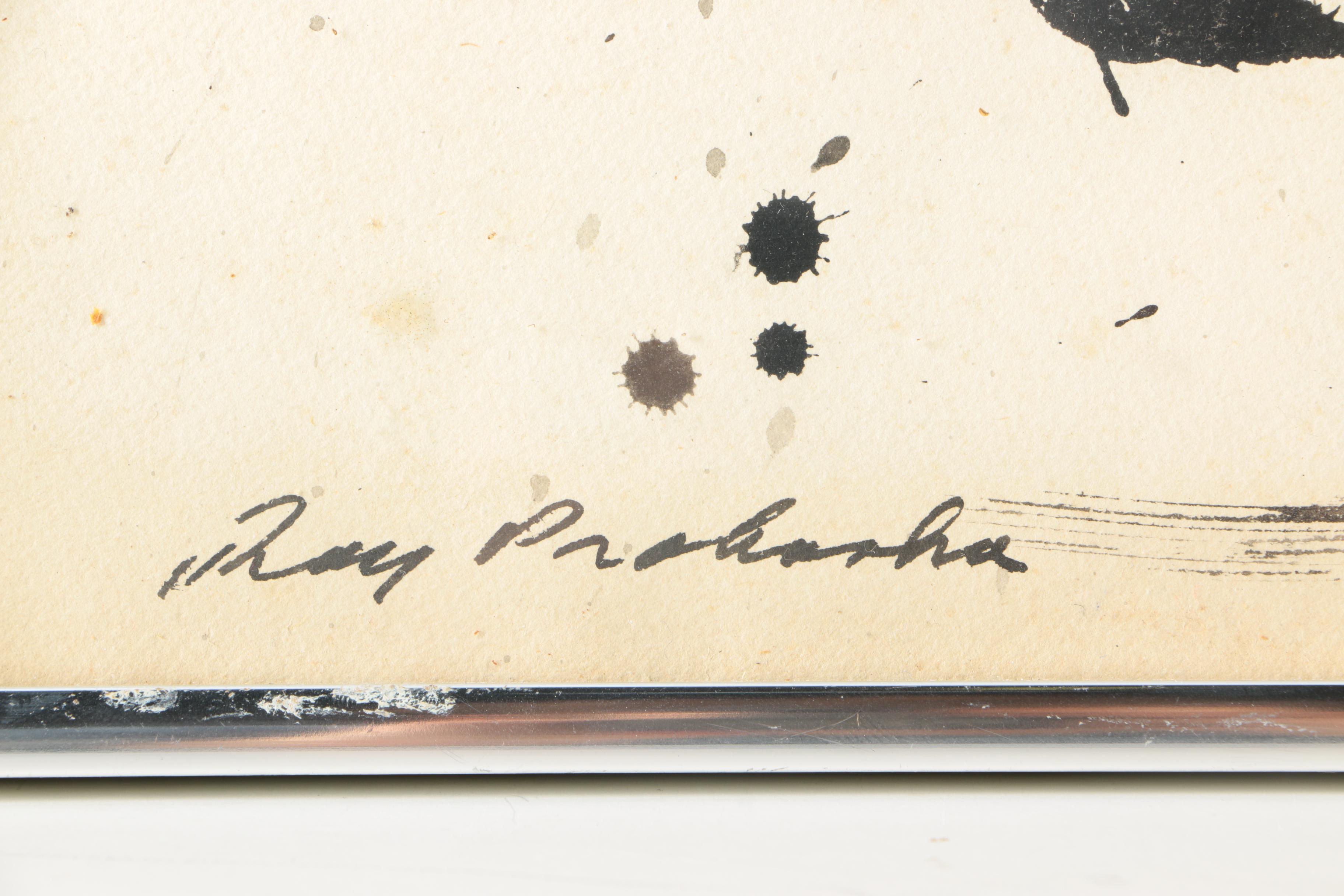 Ray Prohaska Ink Wash Painting on Paper of Abstract Composition