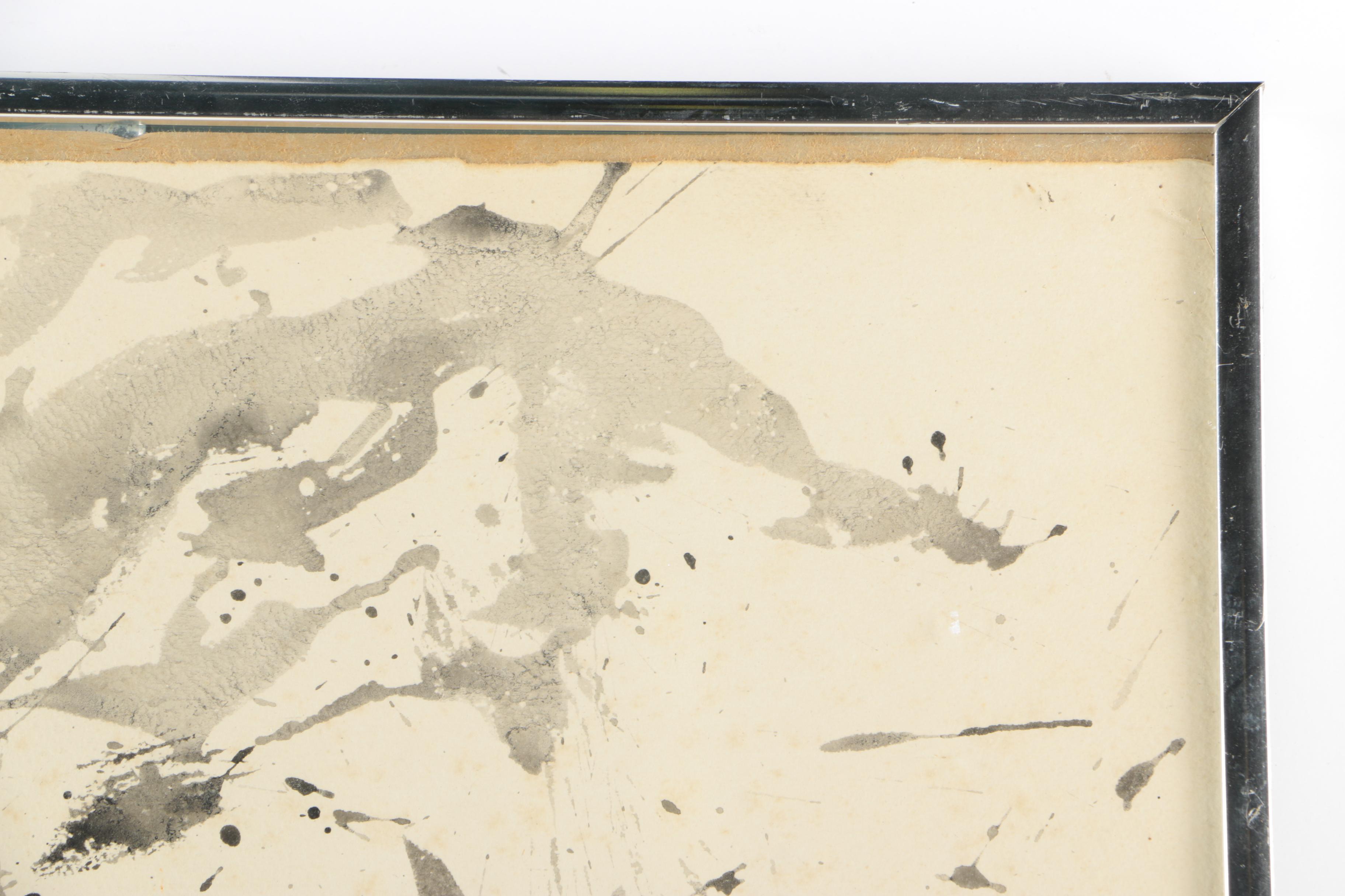 Ray Prohaska Ink Wash Painting on Paper of Abstract Composition