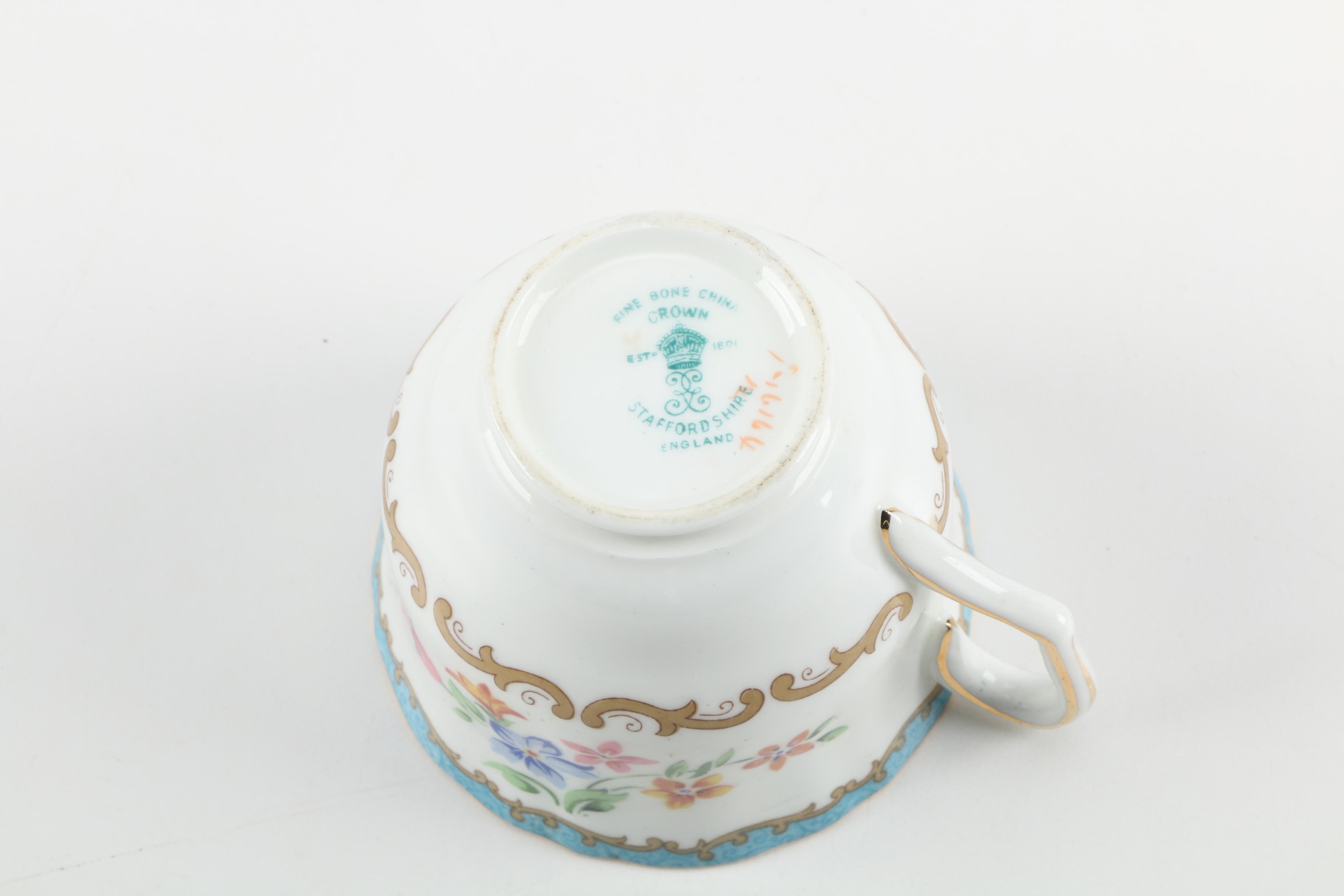 Crown Staffordshire China Teacups and Saucers