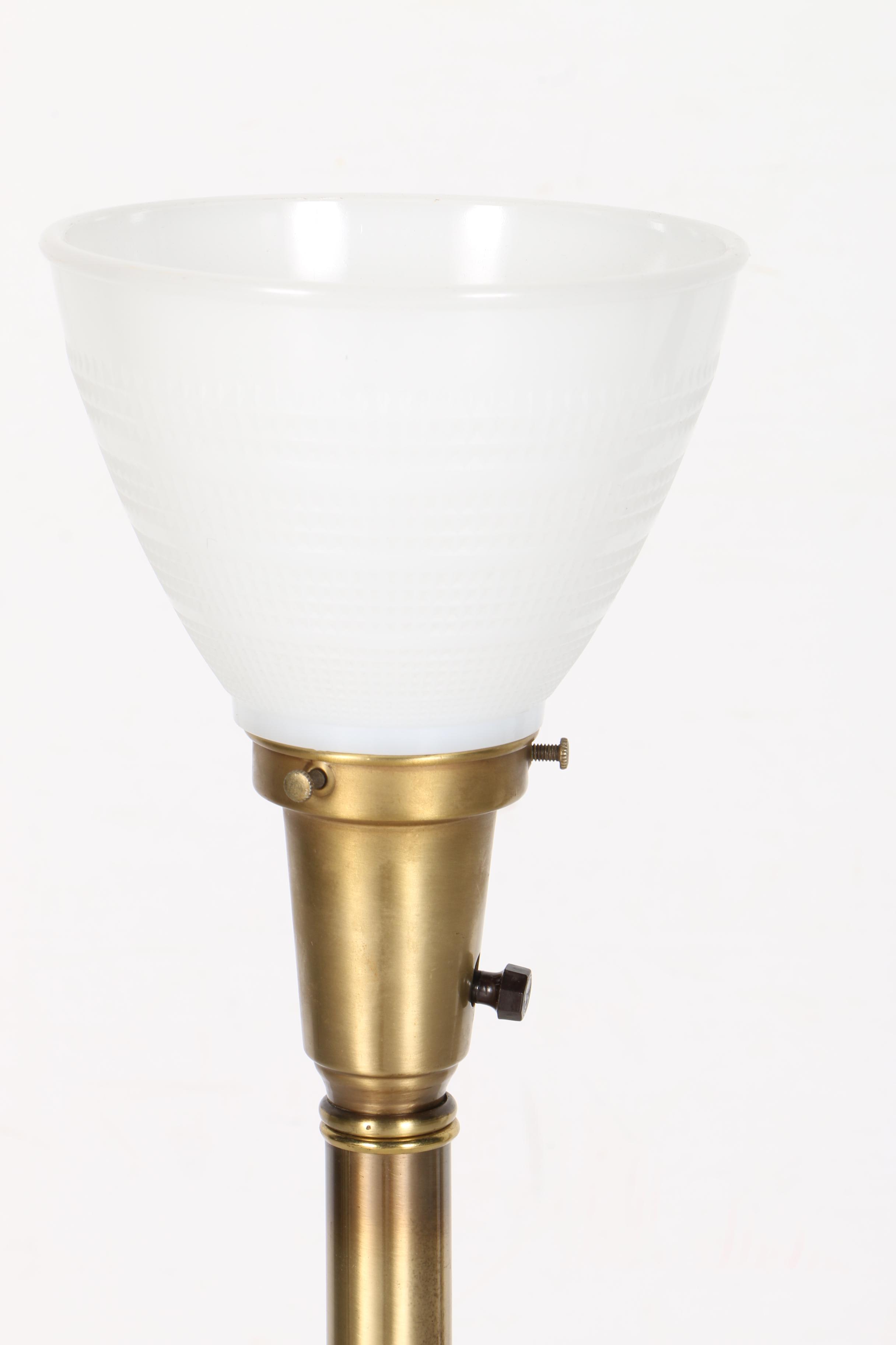 Bronze and Amber Tone Torchiere Lamp