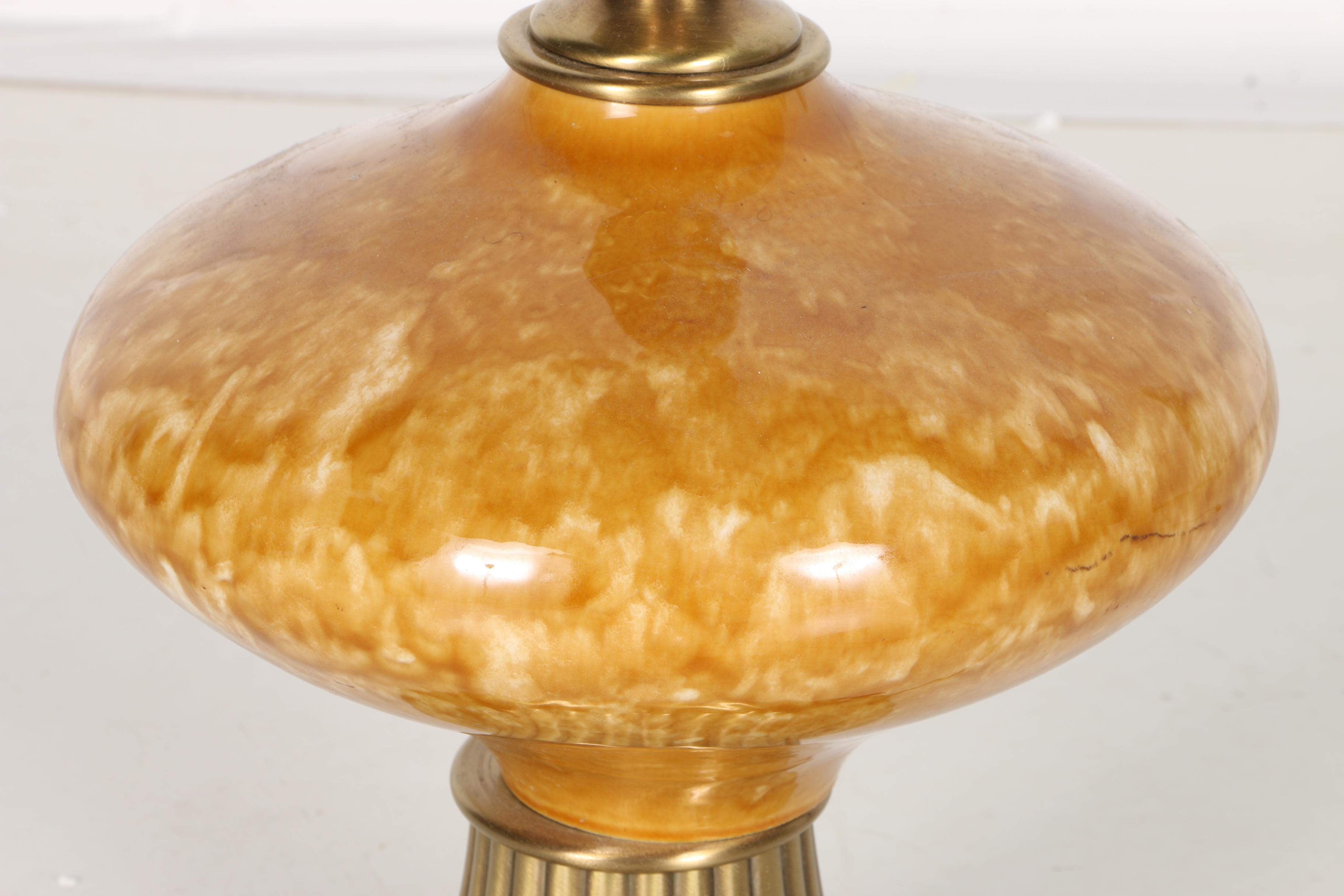 Bronze and Amber Tone Torchiere Lamp
