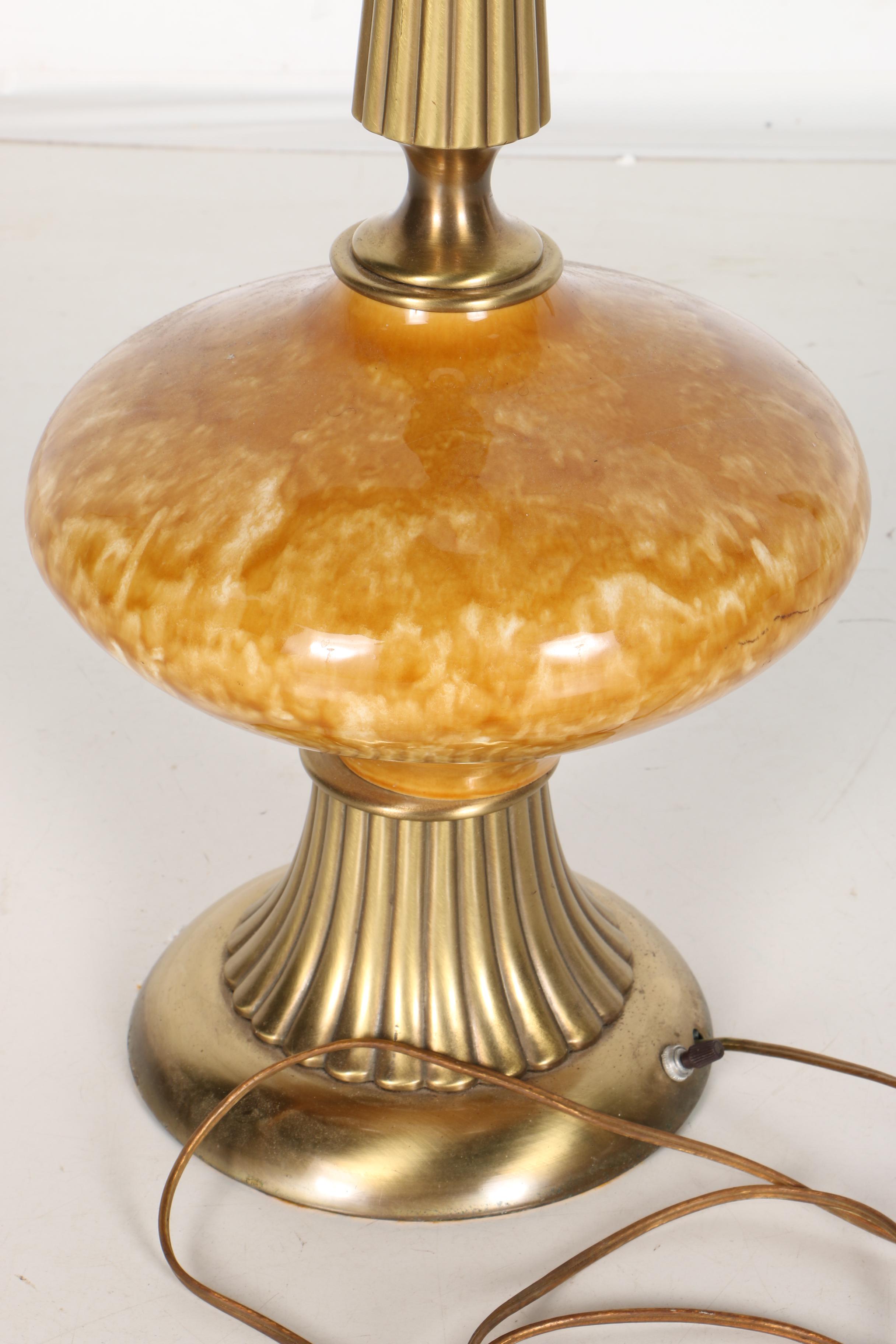 Bronze and Amber Tone Torchiere Lamp