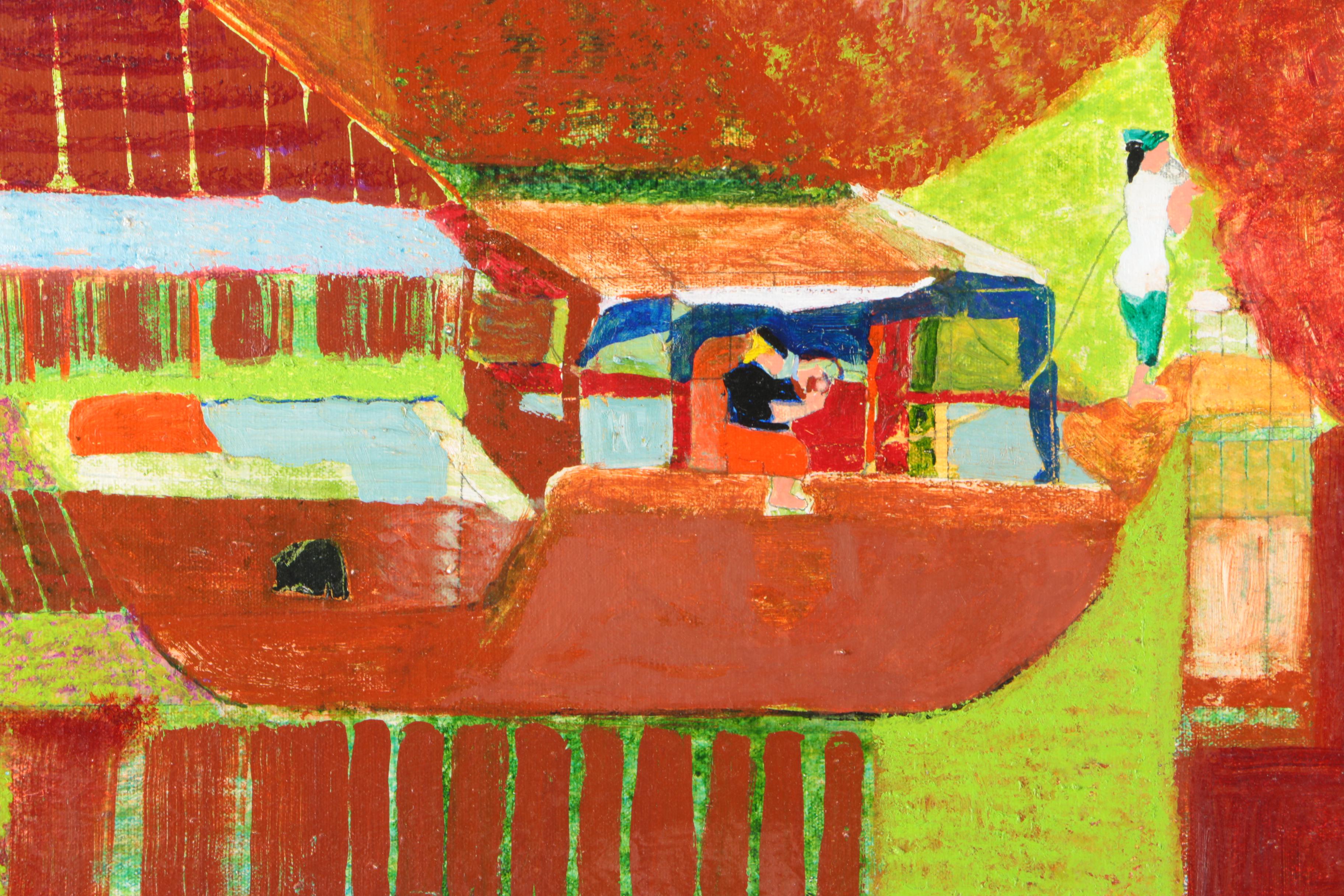 Joan Abelove Oil Painting on Canvas "Nightbridge"