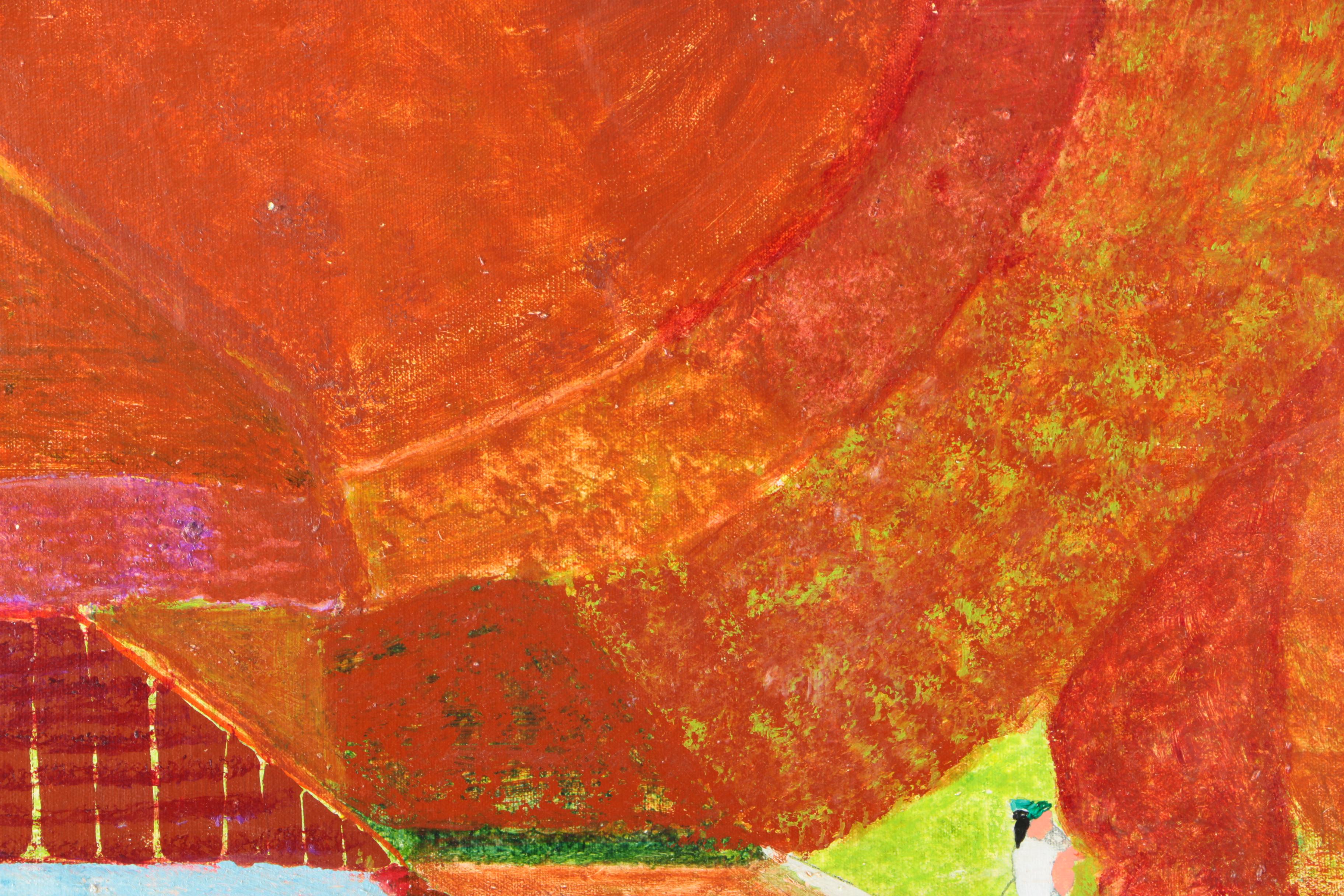 Joan Abelove Oil Painting on Canvas "Nightbridge"