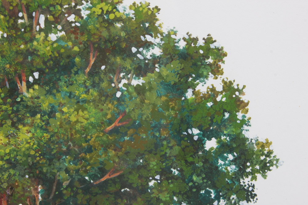 Mixed Media Study for the Tower Oaks Lodge Logo