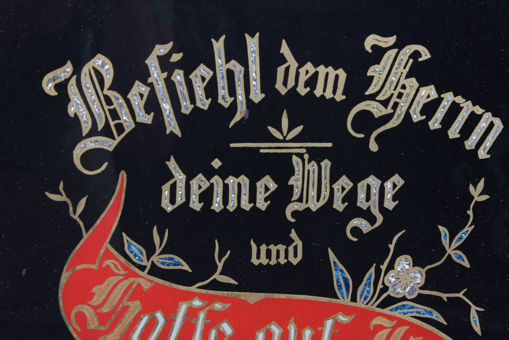German Reverse Glass Religious Sign