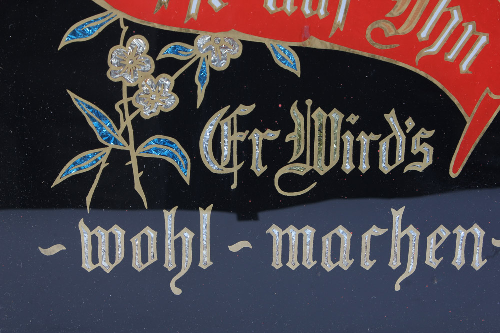 German Reverse Glass Religious Sign