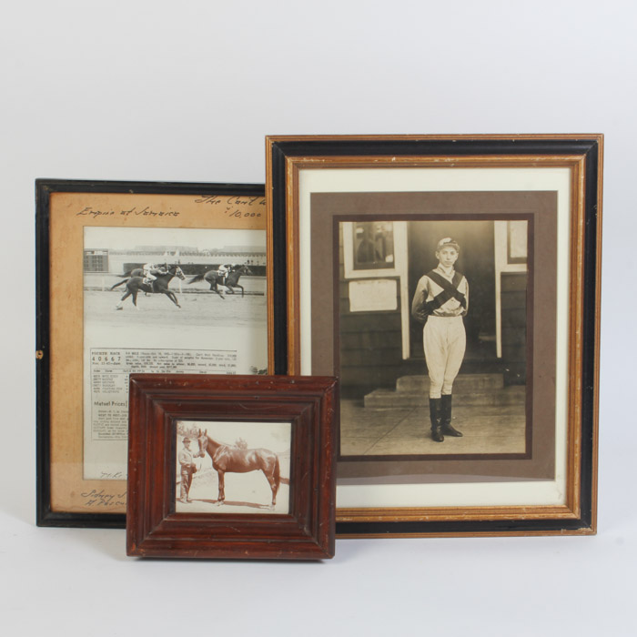 Collection of Three Black and White Photographs of Horse Racing
