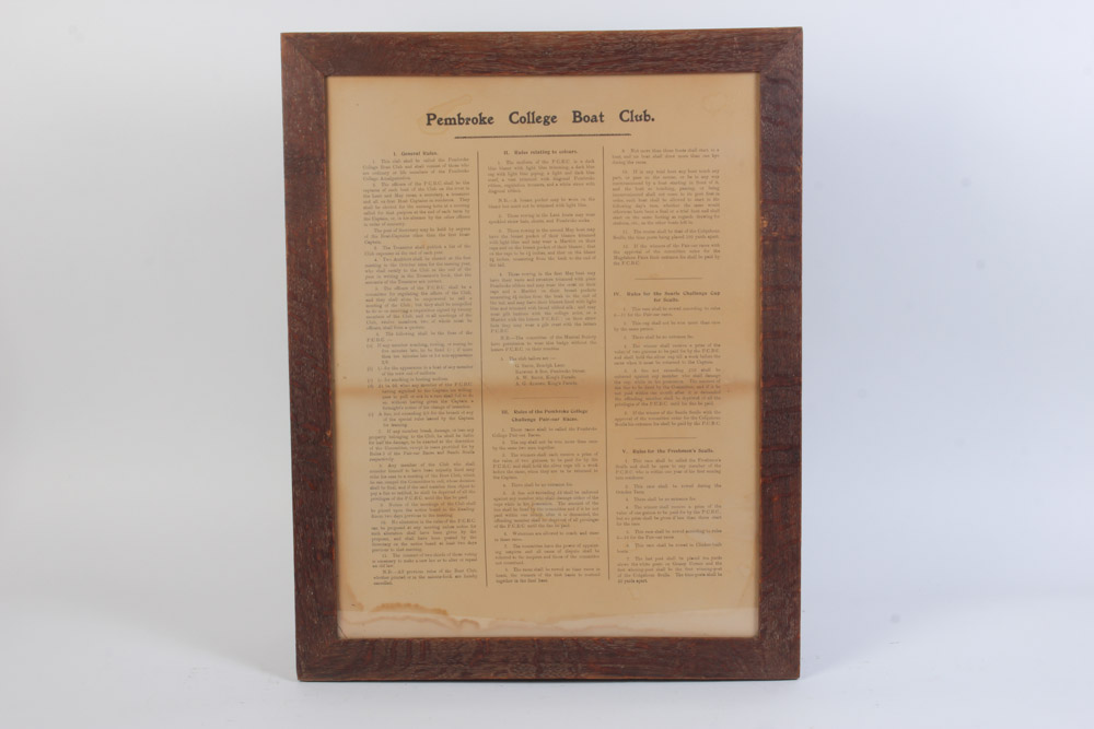 Pembroke College Boat Club Rules and Engraving of Columbia and Yale University Boat Houses
