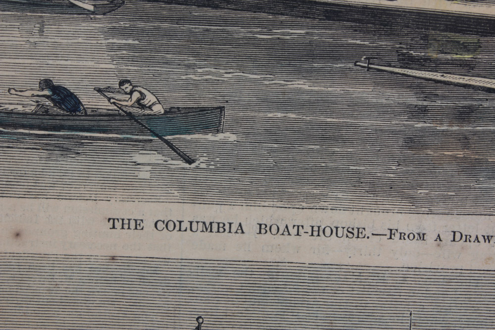 Pembroke College Boat Club Rules and Engraving of Columbia and Yale University Boat Houses