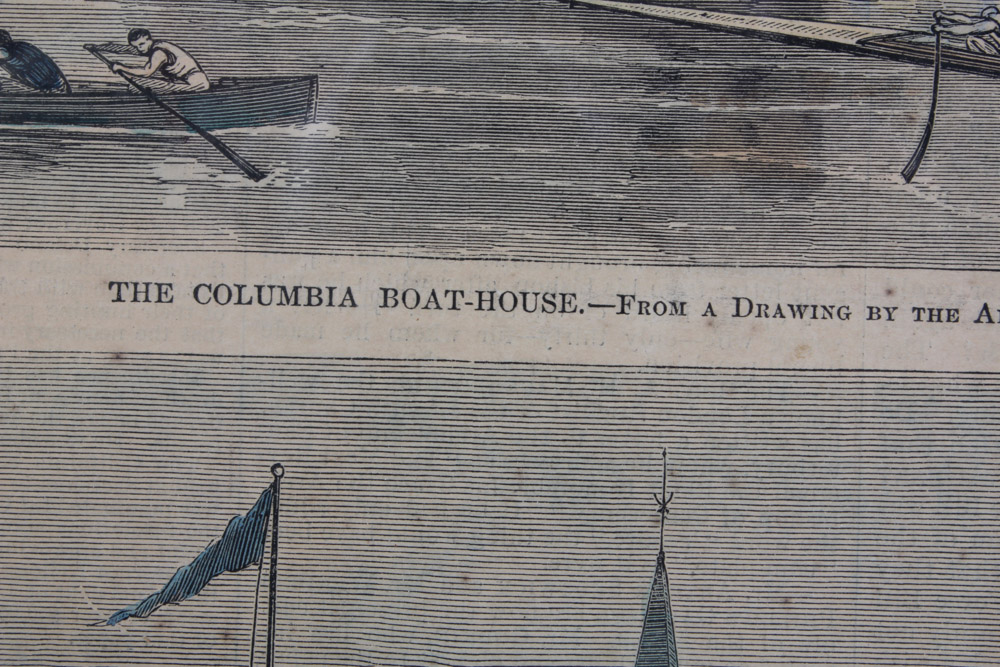 Pembroke College Boat Club Rules and Engraving of Columbia and Yale University Boat Houses