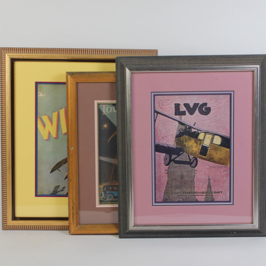 Collection of Giclees After Aviation Themed Prints