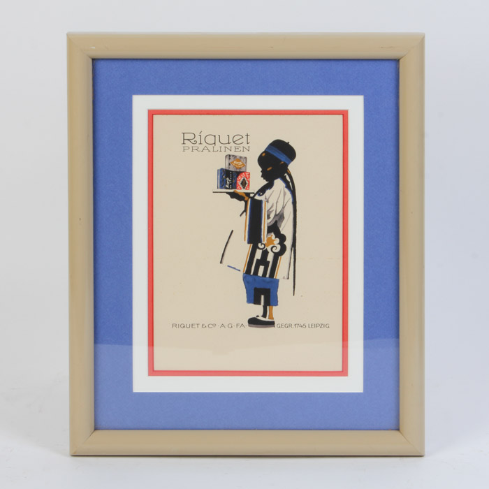 Original Vintage Lithograph Advertisement for Riquet Pralinen Tea