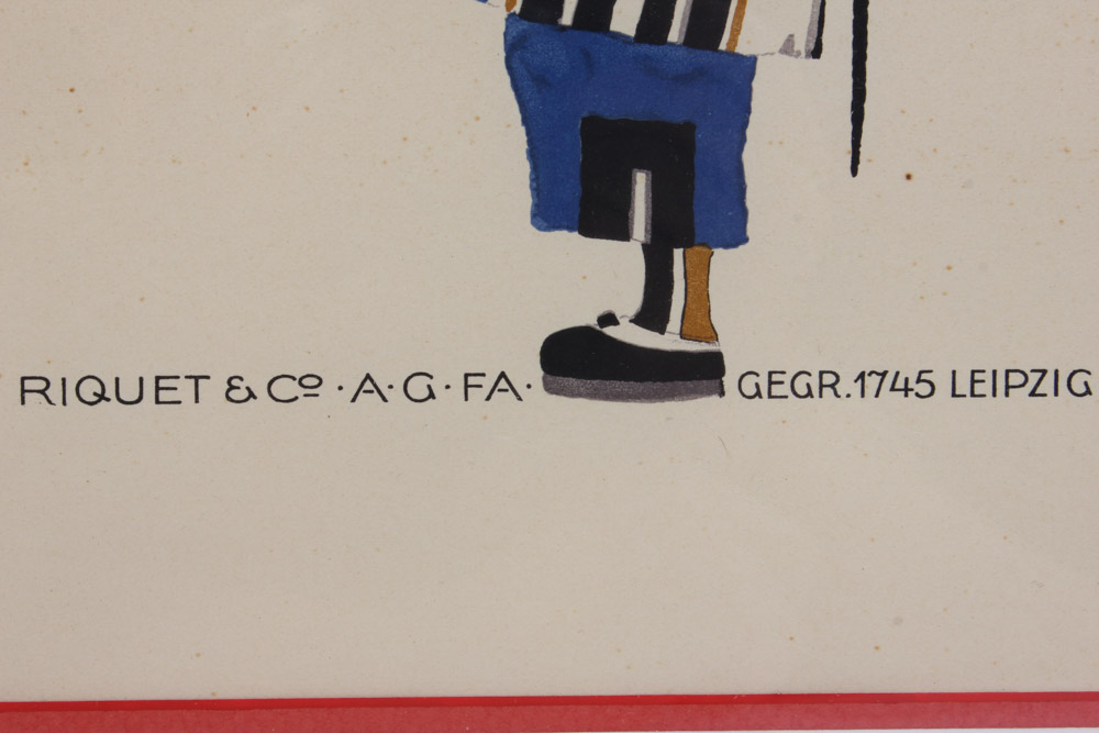 Original Vintage Lithograph Advertisement for Riquet Pralinen Tea