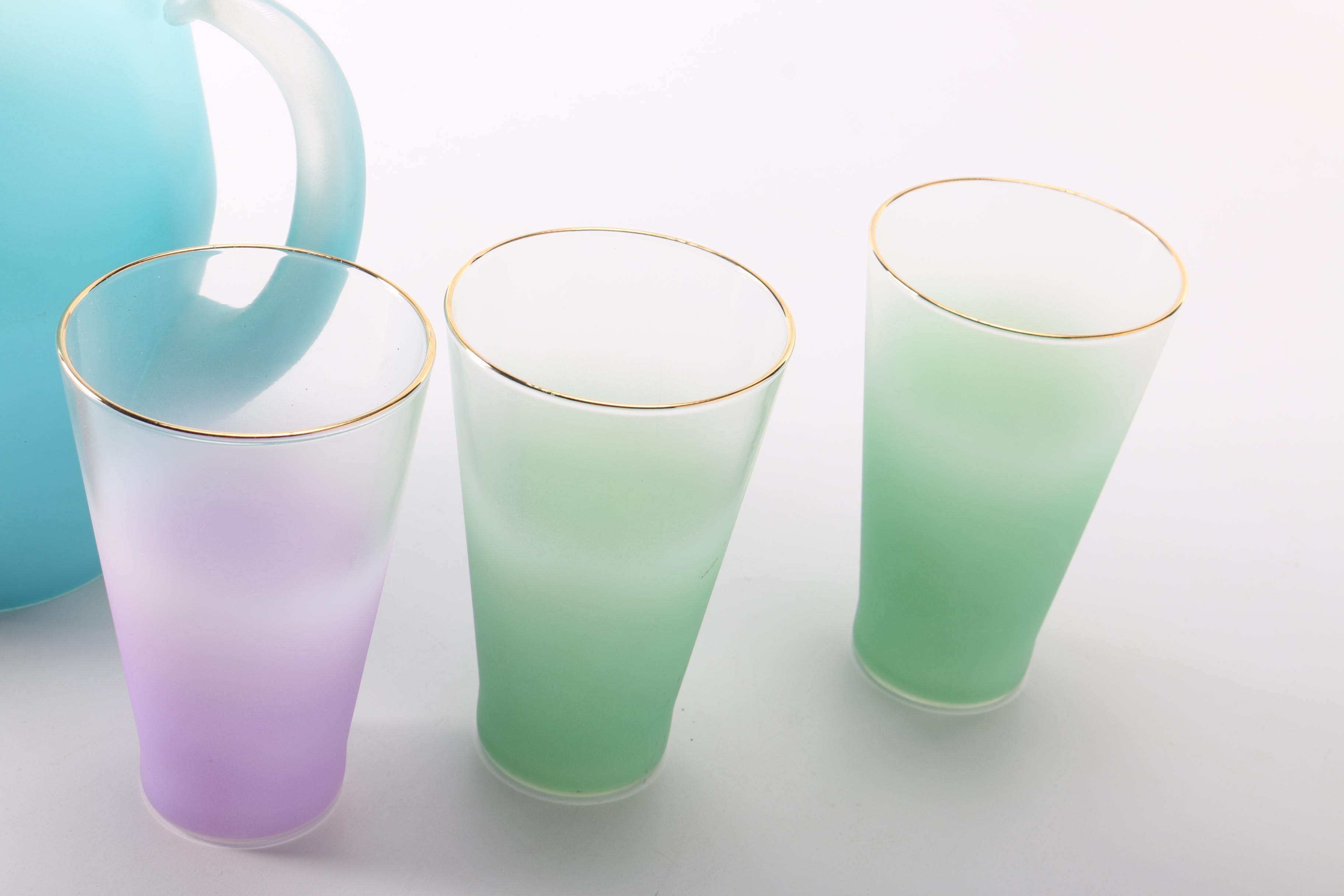 Frosted Pitcher and Glass Set