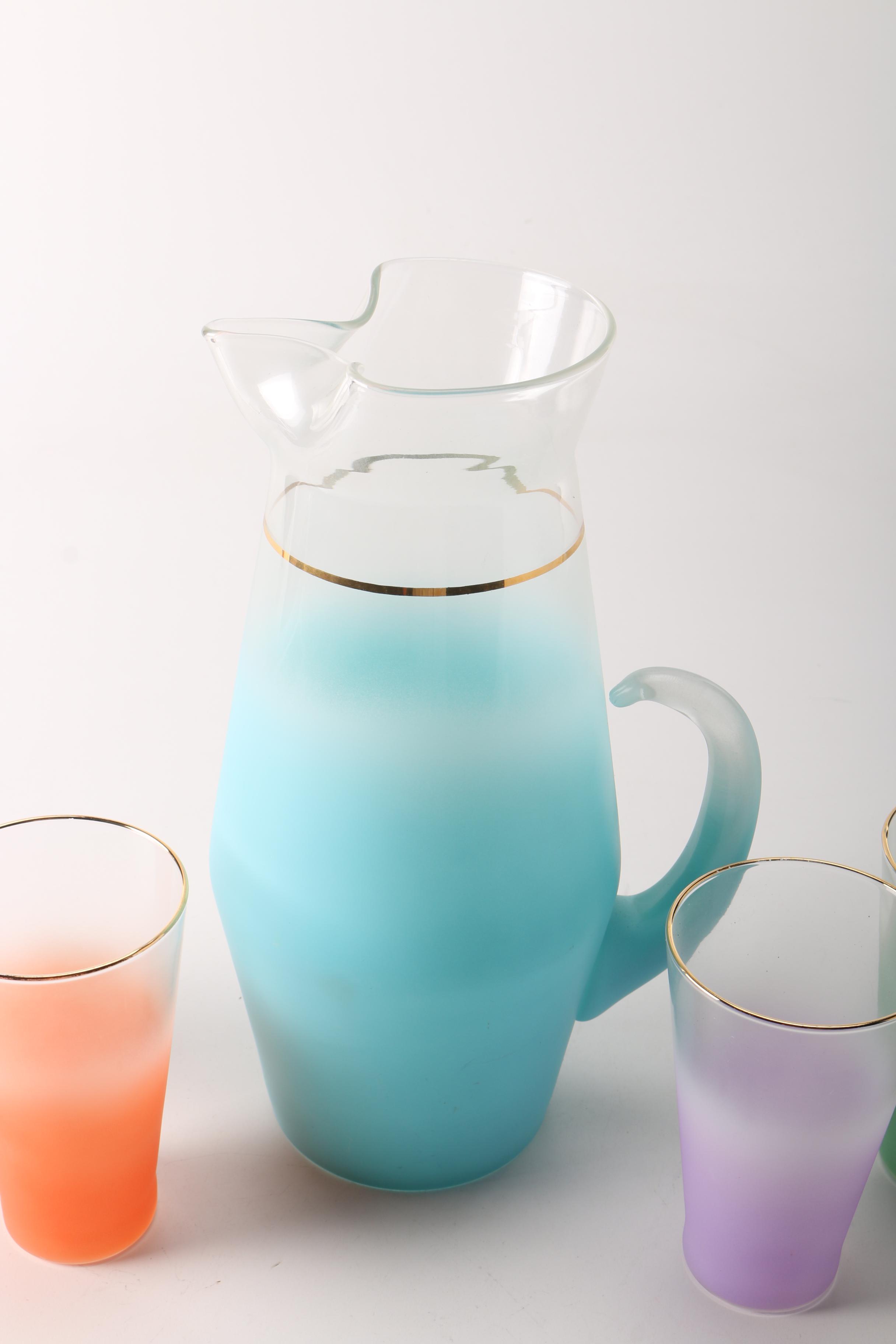 Frosted Pitcher and Glass Set