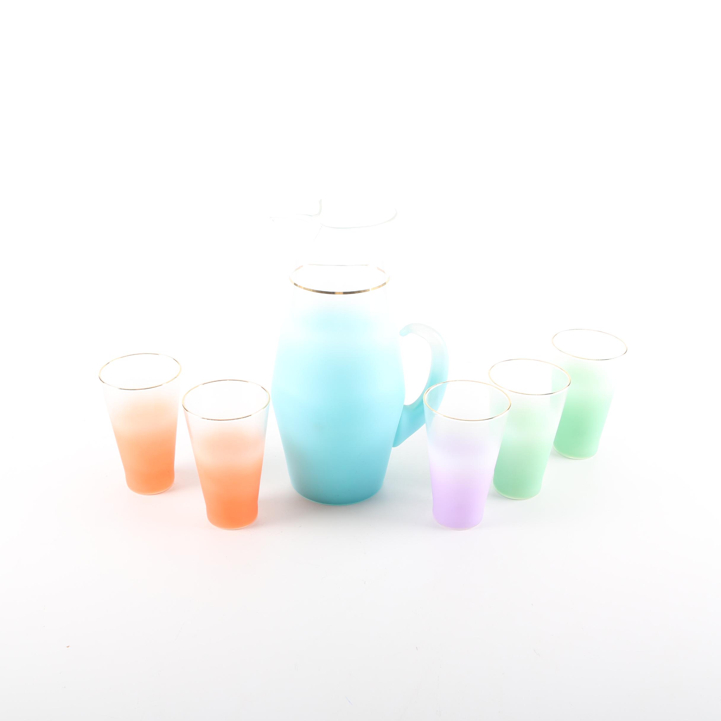 Frosted Pitcher and Glass Set