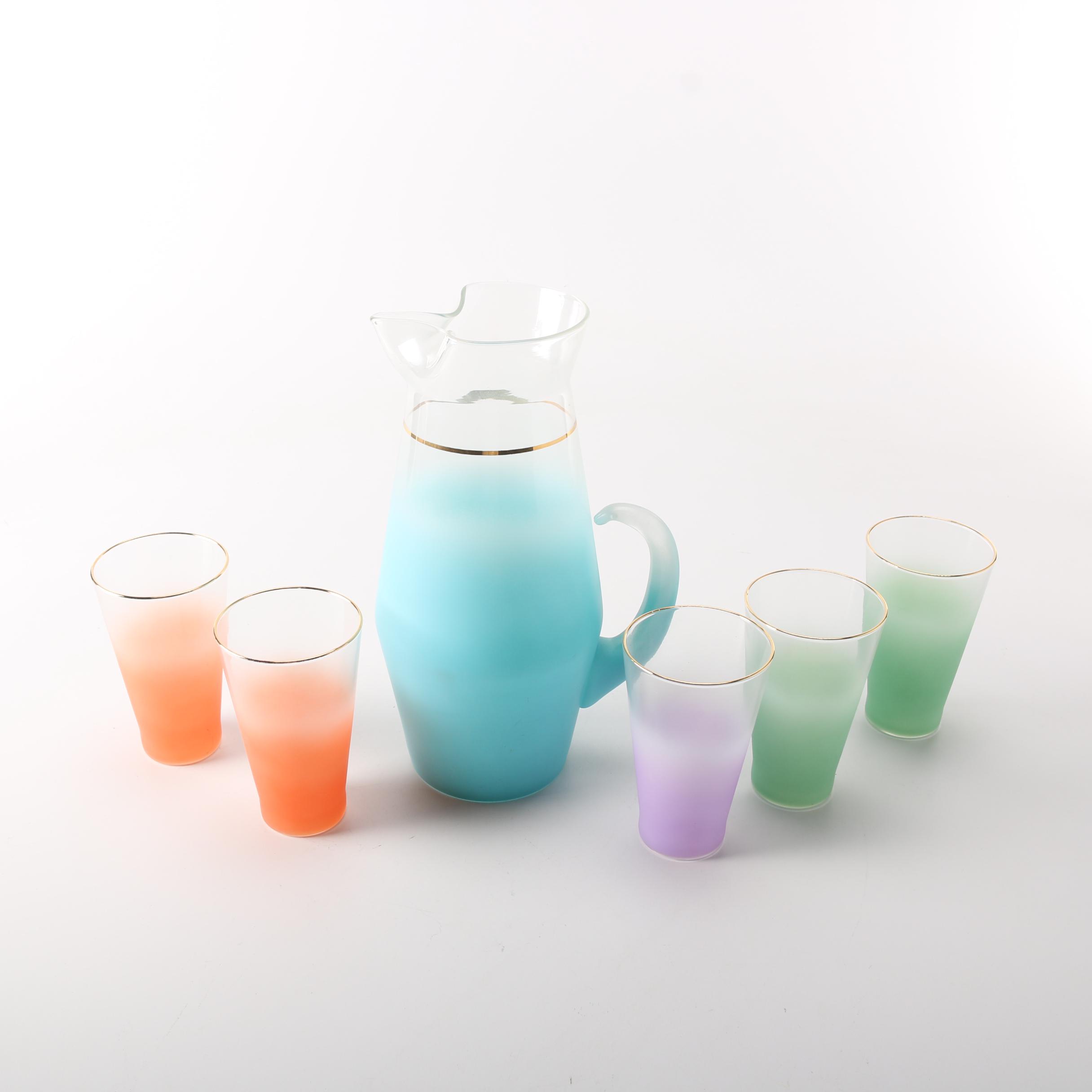 Frosted Pitcher and Glass Set