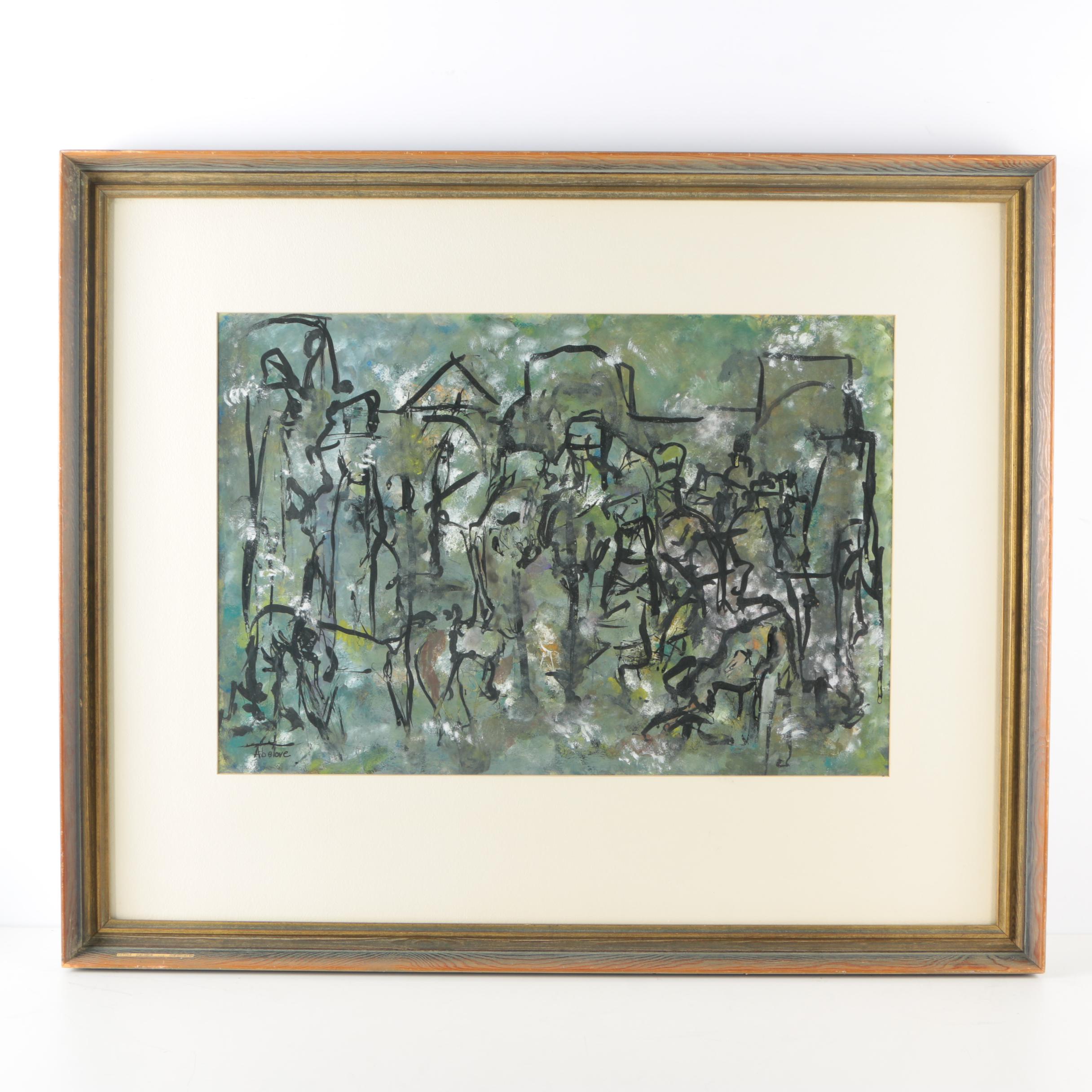 Joan Abelove Gouache on Paper "Tivoli Gardens ... Copenhagen"