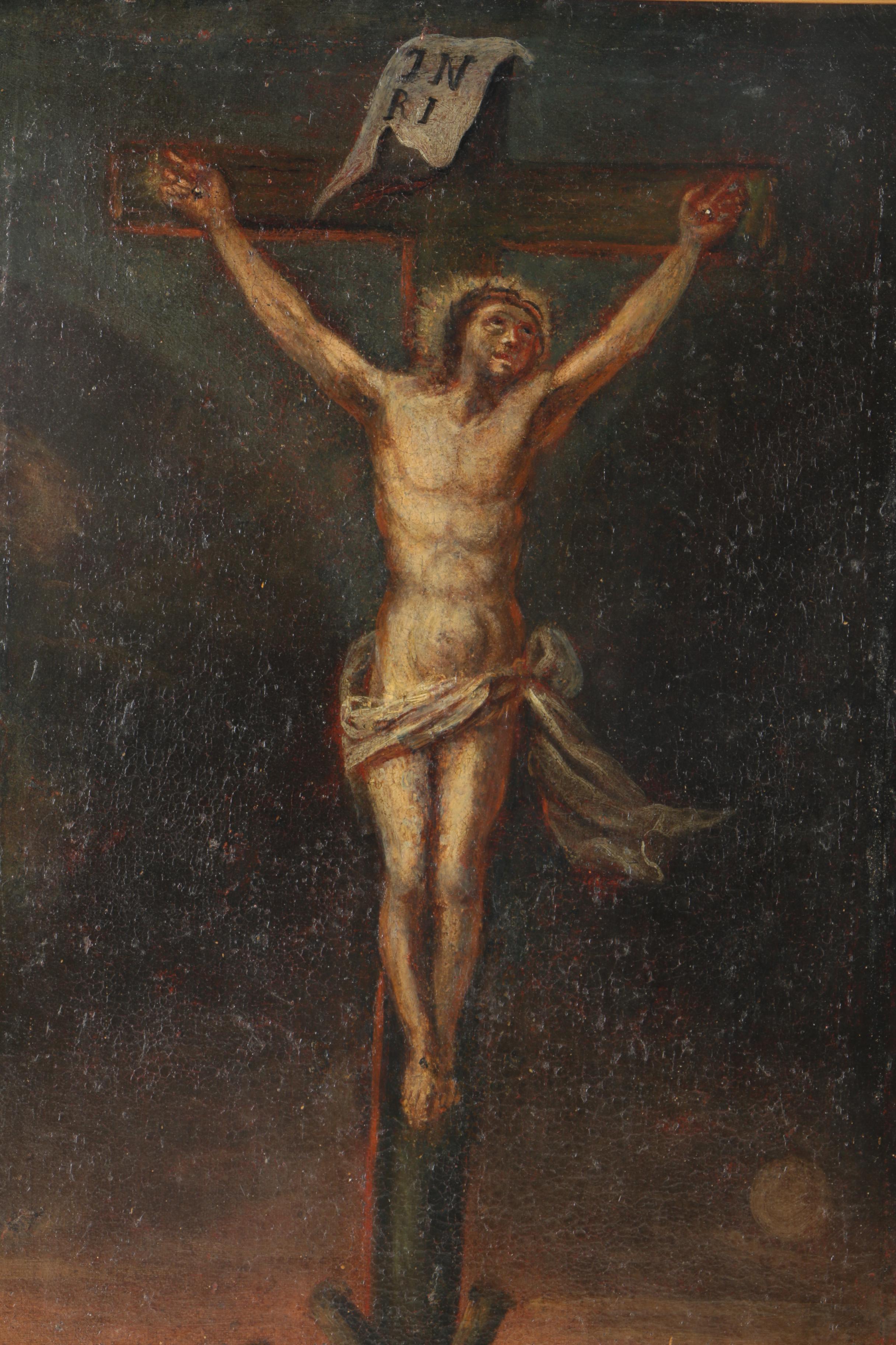 17th - 18th Century Oil Painting on Canvas of the Crucifixion