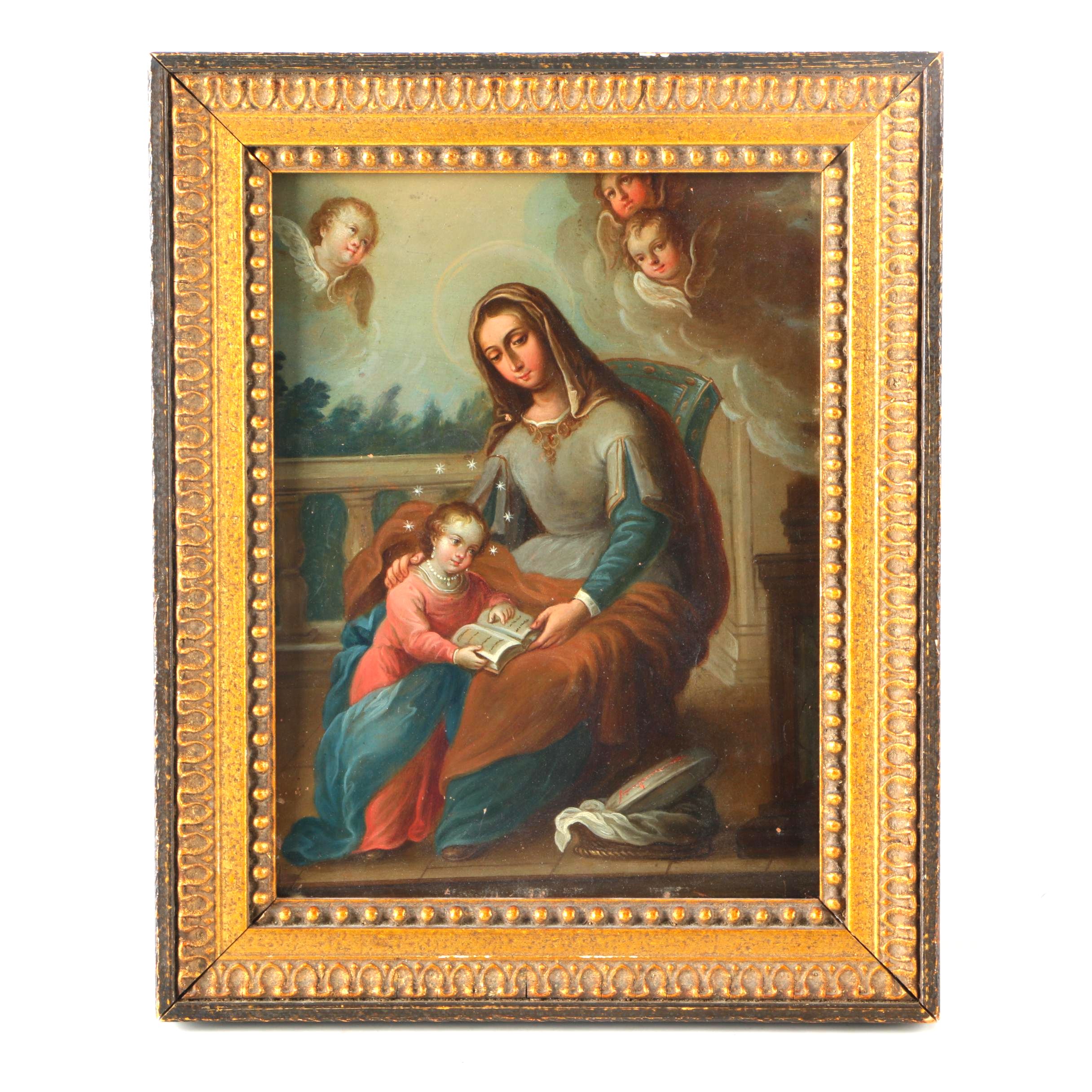 17th Century Oil Painting on Copper of the Madonna and Child
