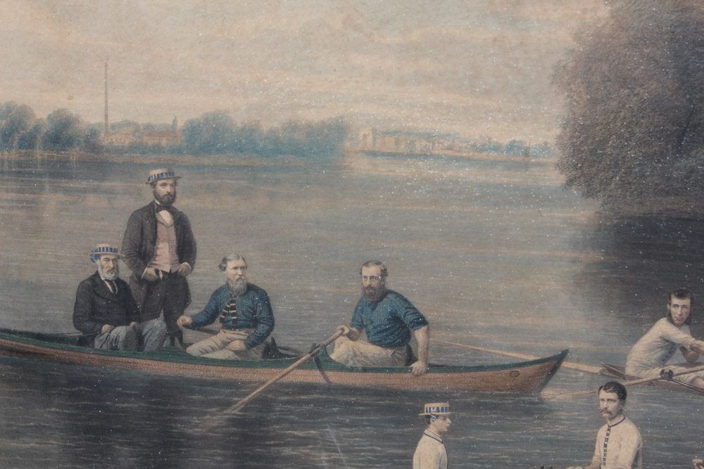 Color Engraving of Rowing Team