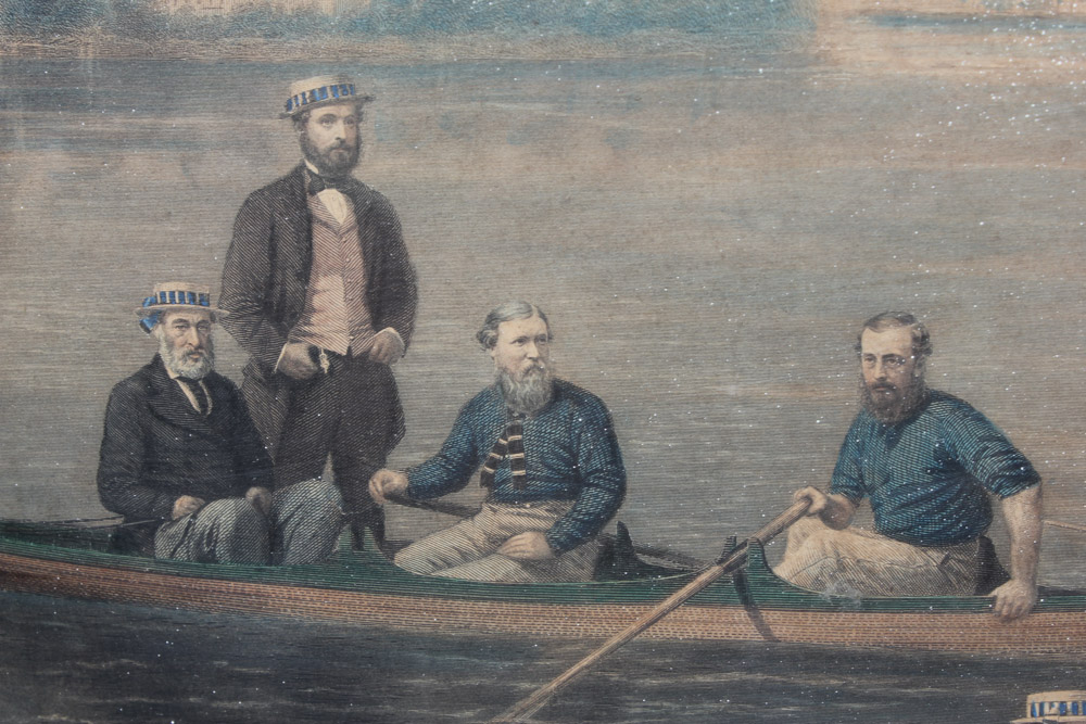 Color Engraving of Rowing Team