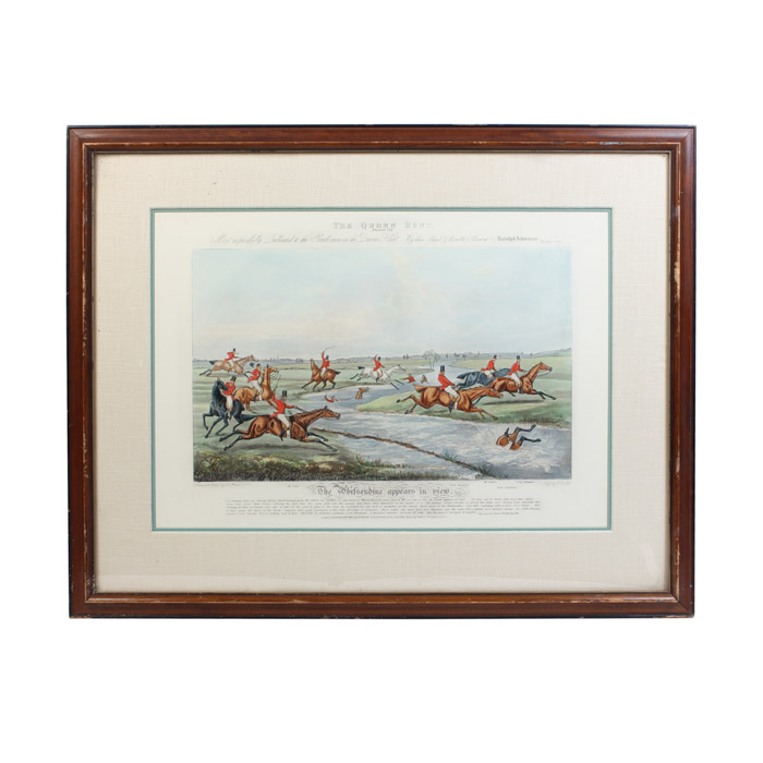 Frederick Christian Lewis Aquatint Engraving After Henry Alken "The Quorn Hunt: The Whissendine Appears in View"