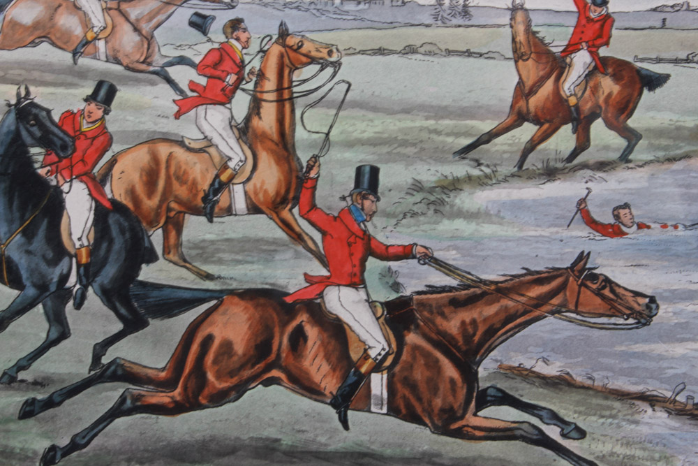 Frederick Christian Lewis Aquatint Engraving After Henry Alken "The Quorn Hunt: The Whissendine Appears in View"